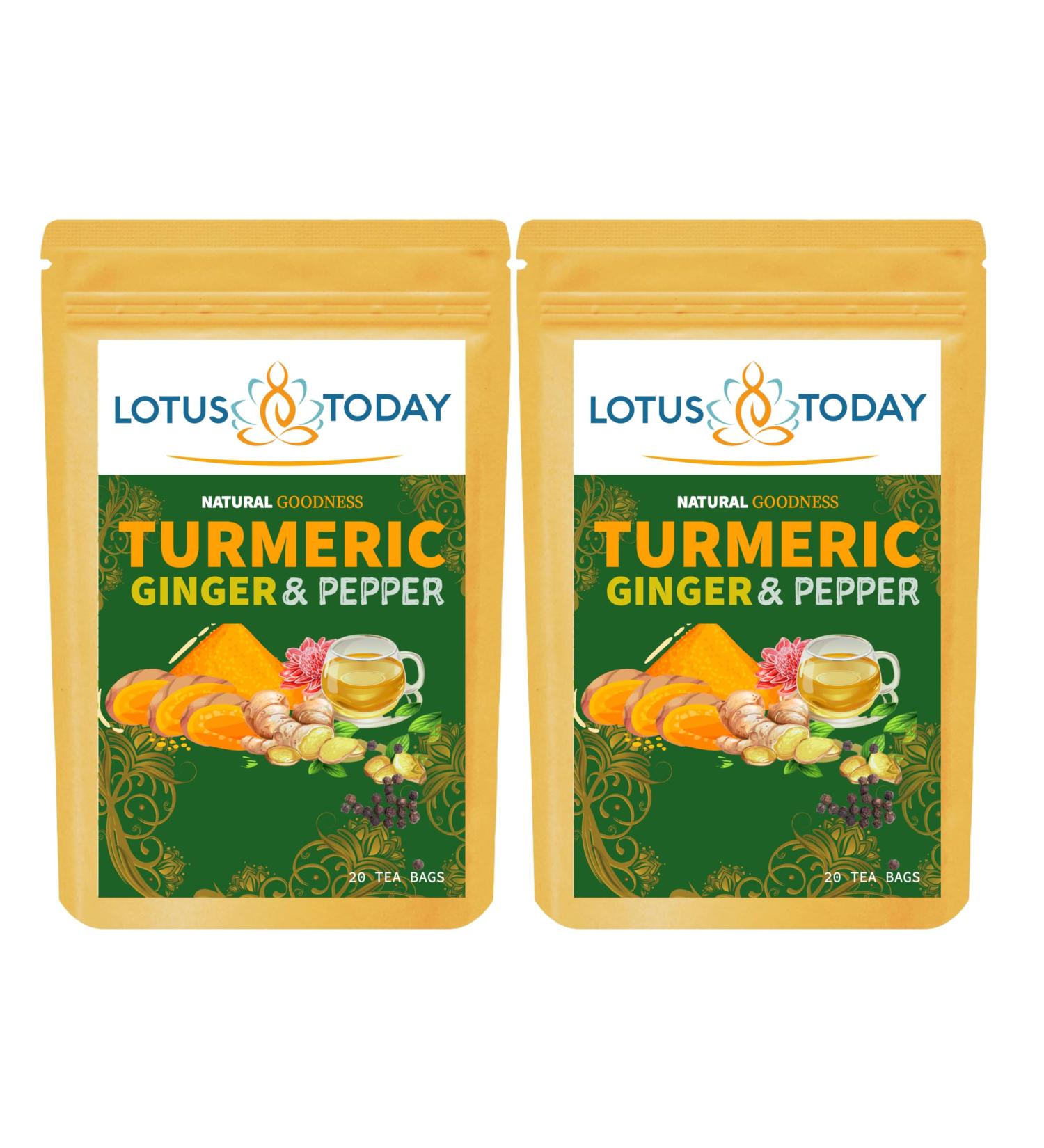  lotustoday Ginger & Black Pepper Turmeric Tea Bags 2 Pack - Buy Online on GoSupps.com