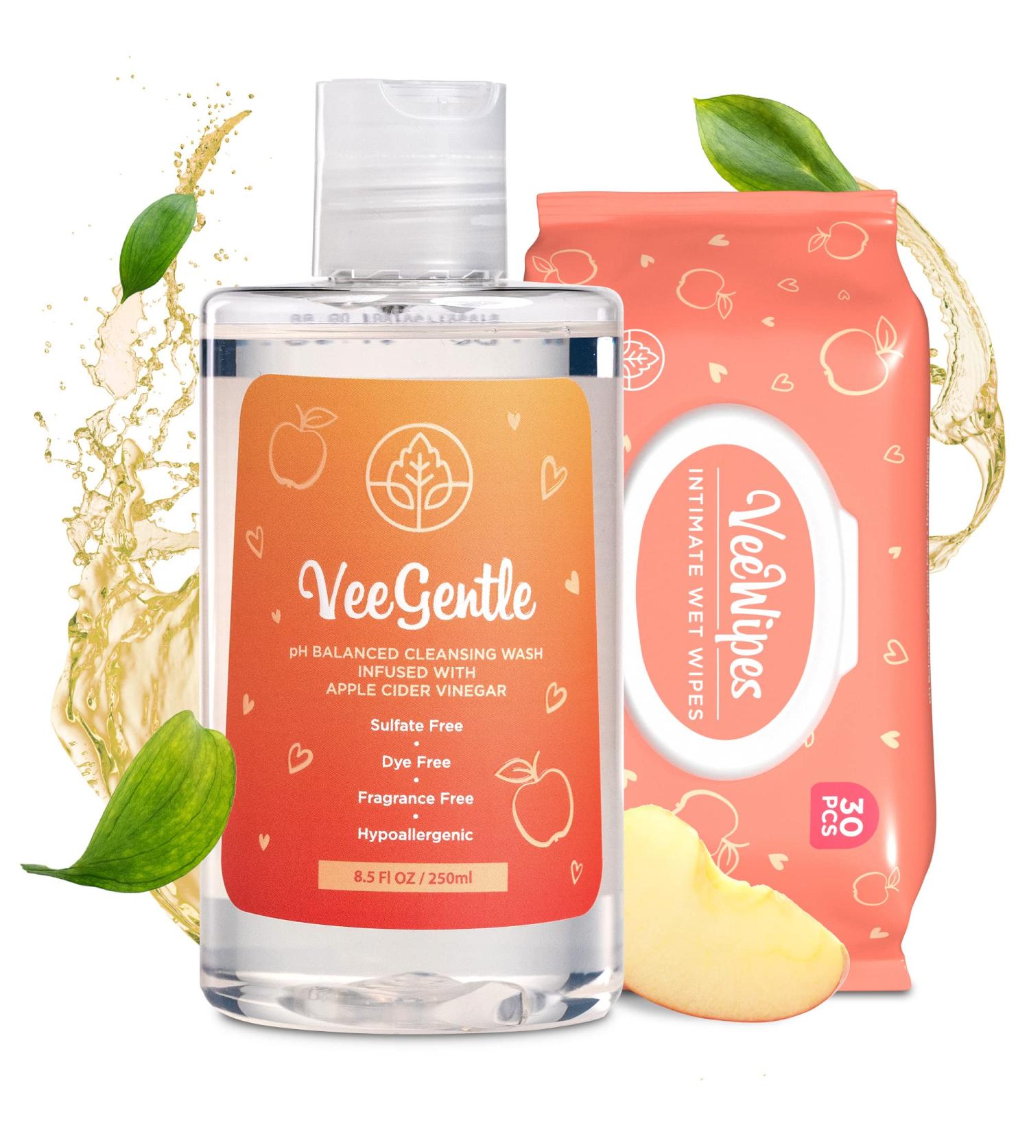 VeeFresh VeeDaily & VeeWipes ACV Bundle - Apple Cider Vinegar Infused Feminine Care for Sensitive Vees - Buy Online on GoSupps.com