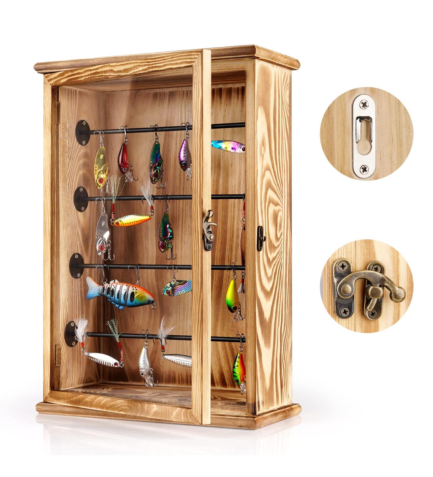 Ibnotuiy Fishing Lures Storage Display Case - Lockable Wall Cabinet Tackle Box Organizer - Ideal Fishing Gifts for Men - Perfect for Study Room, Man Cave, Collection Room, Office, Garage - Buy Online on GoSupps.com