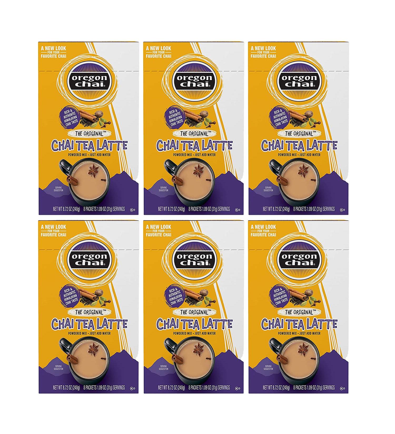 Oregon Chai Original Chai Tea Latte Single Serve Powdered Mix 8 Count - Pack of 6 - Buy Online on GoSupps.com