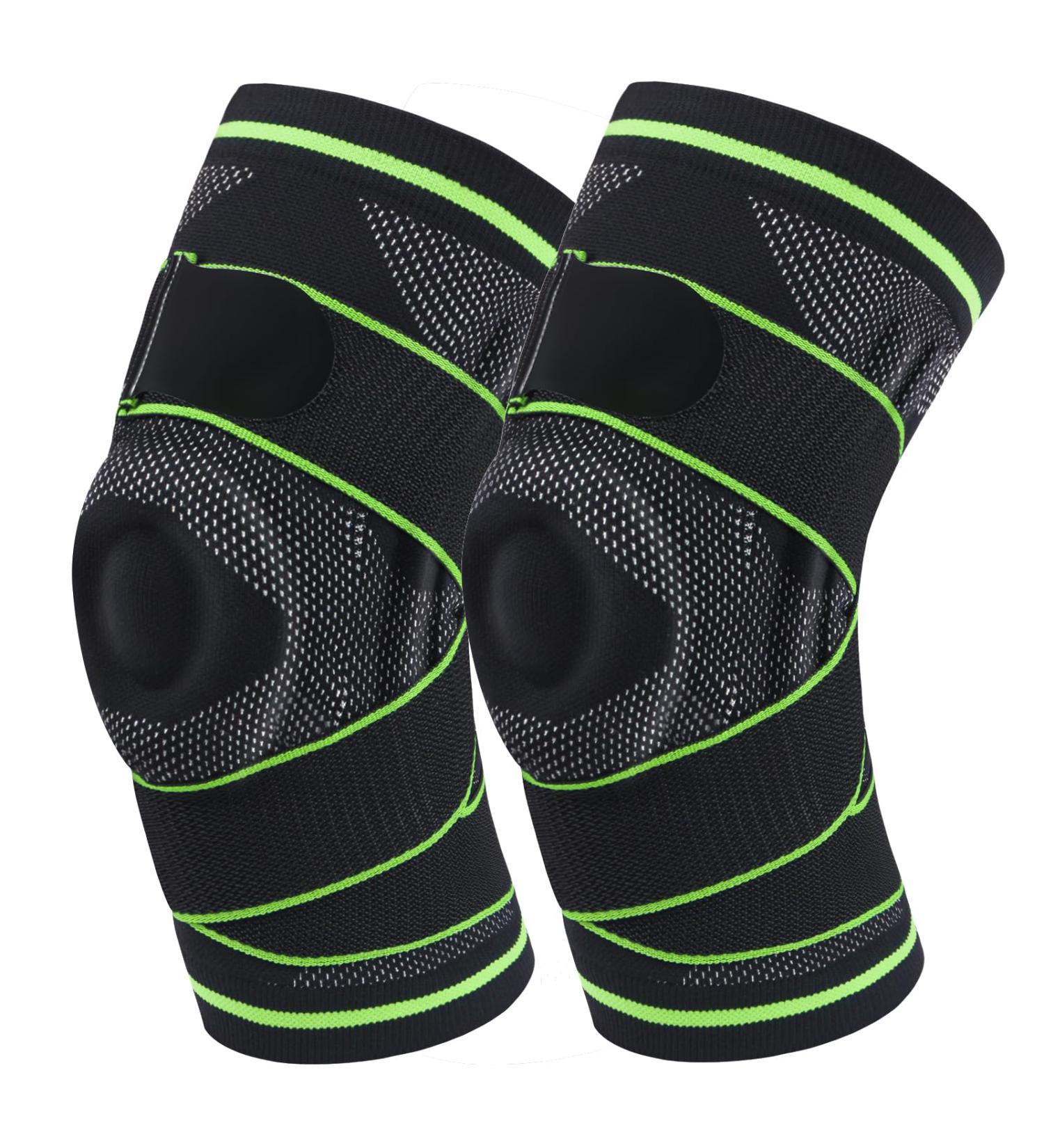 Best Knee Brace for Pain Relief | Knee Compression Sleeve for Men & Women (Pair) - 088GREEN Large | International Shipping - Buy Online on GoSupps.com