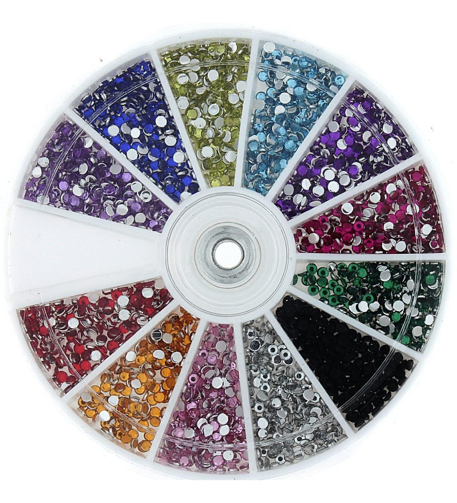 Nail Art Rhinestone Pack 1200 Premium Quality Gemstones - Rhinestone Deco With Wheel