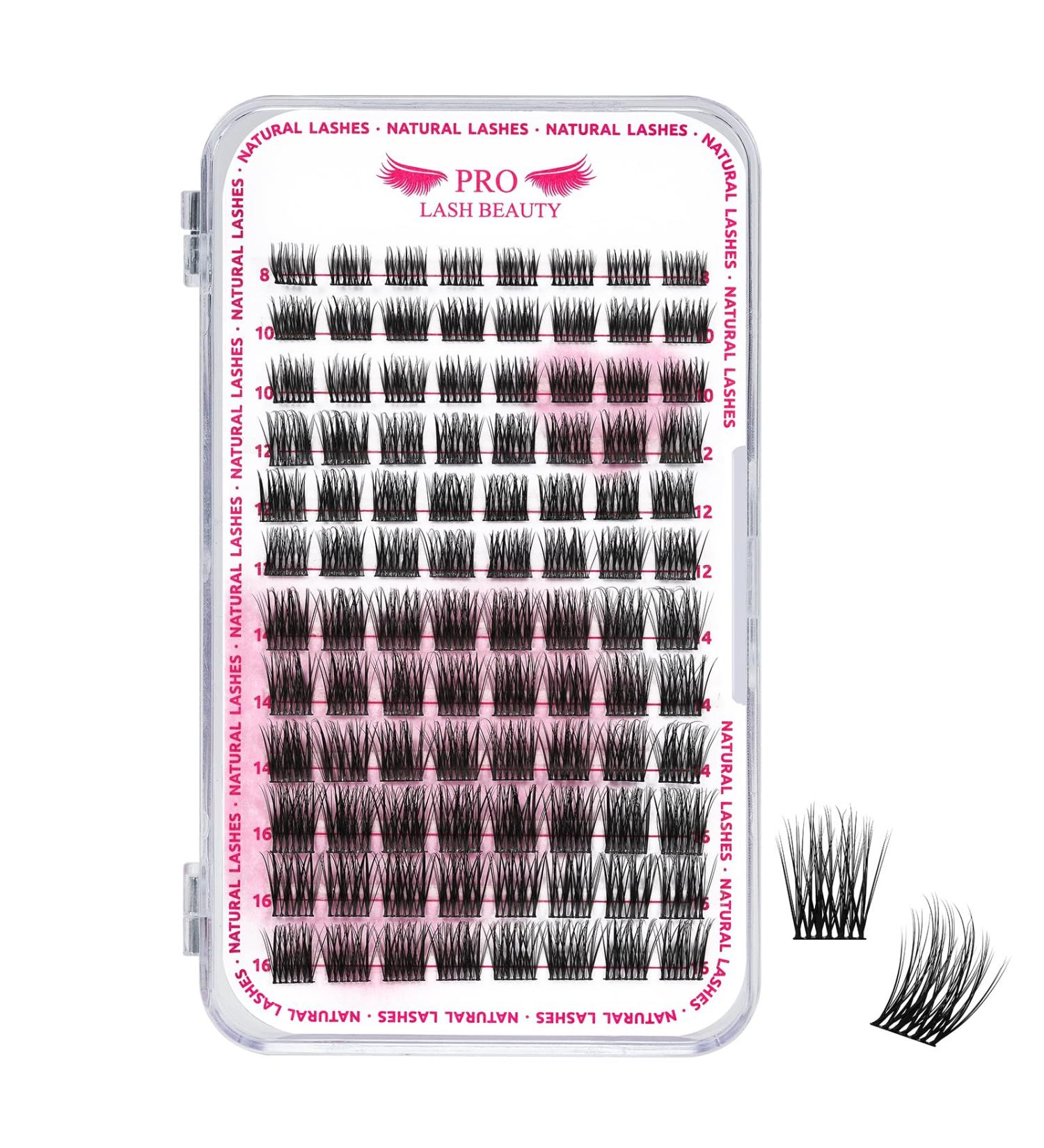 PRO Lash Clusters 96 Pcs - Natural Look DIY Eyelash Extension Kit - Wispy Individual Lashes - Reusable Thin Band - 8-16mm Timeless D-8-16 Mix - Buy Online on GoSupps.com