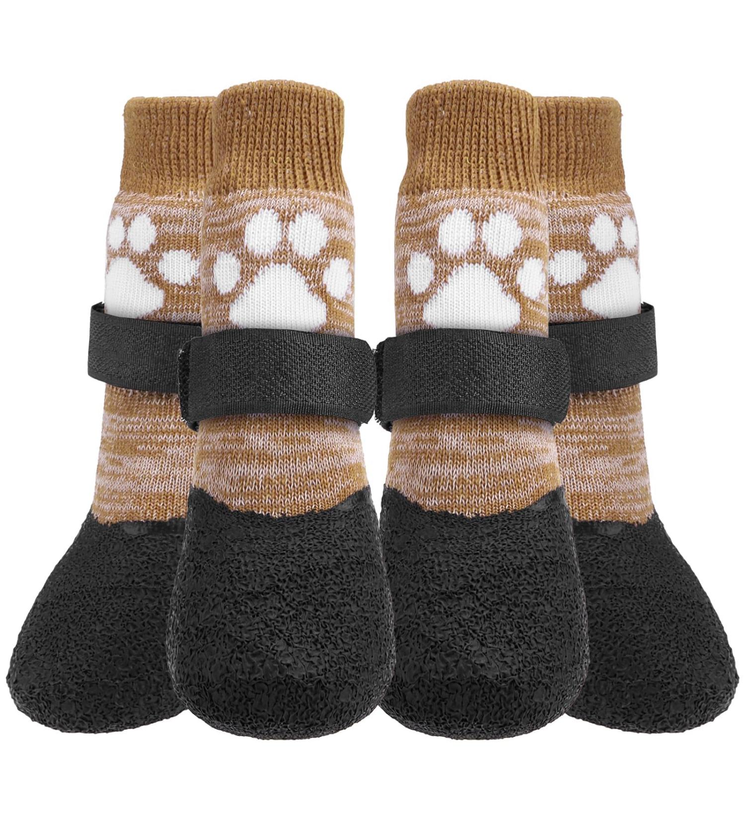 Kooltail Non-Slip Dog Socks & Waterproof Outdoor Shoes - Pfot Protection with Traction Control for Hardwood Floors - Khaki Medium - Buy Online on GoSupps.com