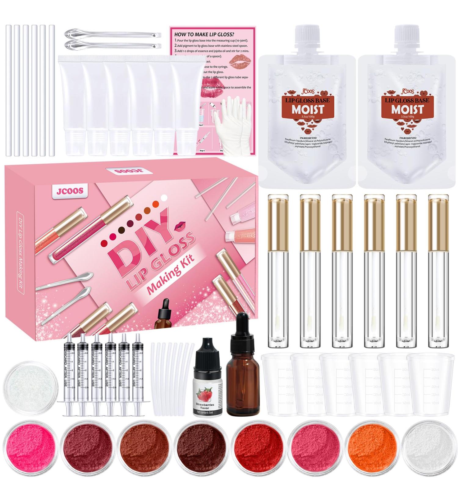 JCOOS DIY Lip Gloss Kit - Create Shimmery Lip Gloss with Supplies & Empty Tubes - Perfect Gifts for Women & Teens - Buy Online on GoSupps.com