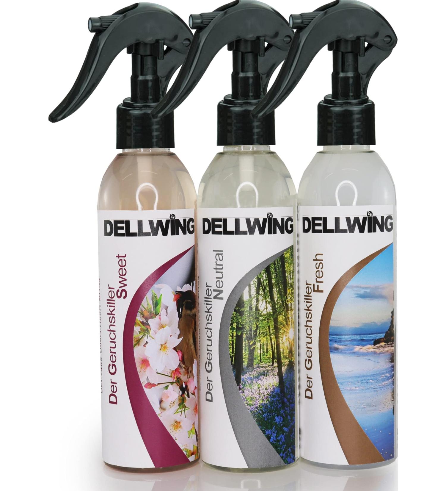 Dellwing Premium Odor Neutralizer Spray - 3x250ml - Microbiological Odor Remover for Home Car Pets and More - Buy Online on GoSupps.com
