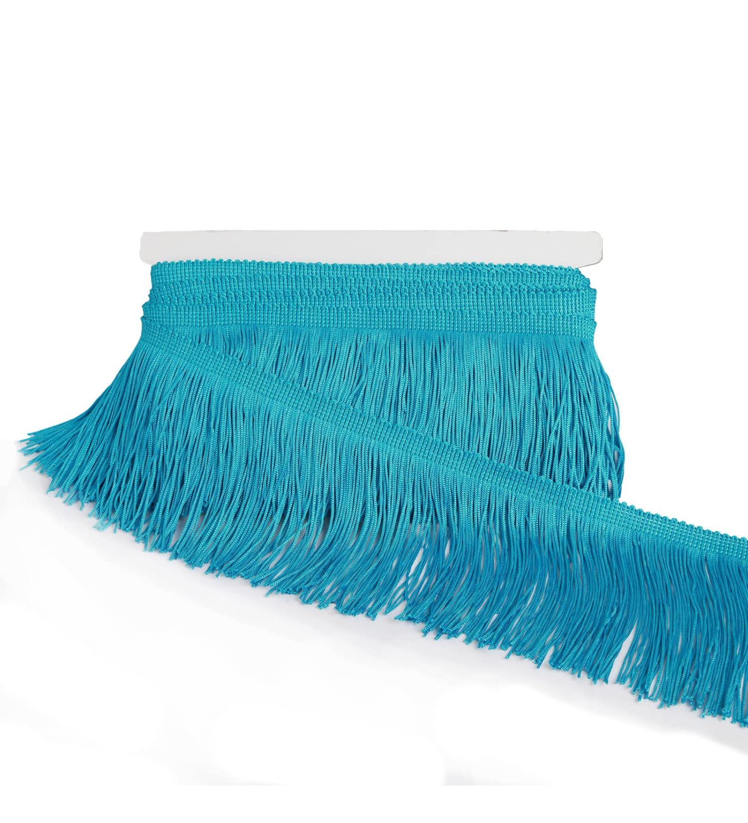 HedongHexi Blue Chainette Fringe Trim 5 Yard x 4 Inches - Tassel Sewing for DIY Decoration & Clothing Accessories - Latin Wedding Dress - 4-5 Yards - Buy Online on GoSupps.com