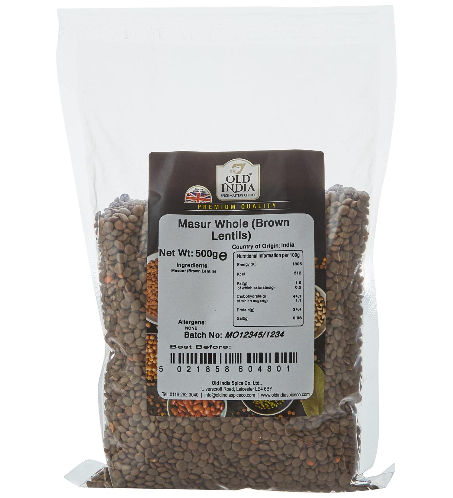 Old India Masur Whole 500g - Brown Lentils | Premium Quality - Buy Online on GoSupps.com