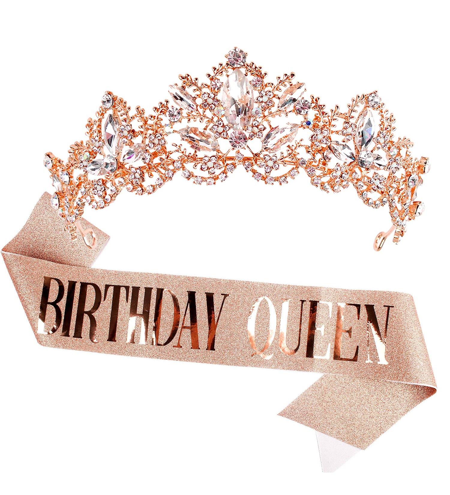 Rose Gold Birthday Crowns for Women - Aprince Tiara Set for Girls | Queen Crown for Wedding, Prom, Halloween - Buy Online on GoSupps.com