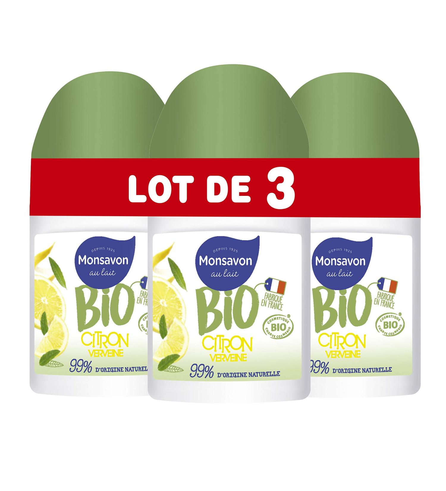 Monsavon D odorant Bio Femme Bille Senteur Citron & Verveine sans Alcool (Lot de 3 x 50ml) BIO Citron - Verveine - Buy Online on GoSupps.com