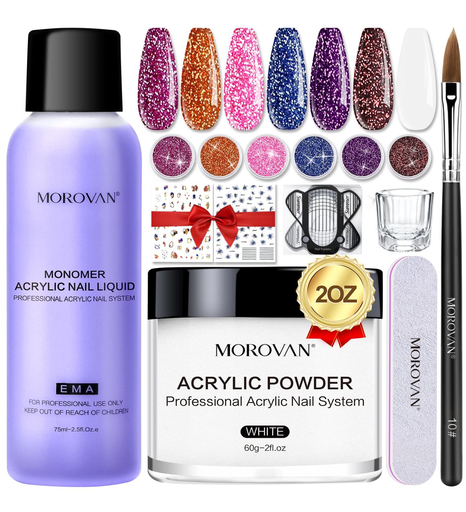 Morovan Acrylic Nail Kit with 2oz Acrylic Powder - DIY Nail Set for Home Salon in White - Buy Online on GoSupps.com