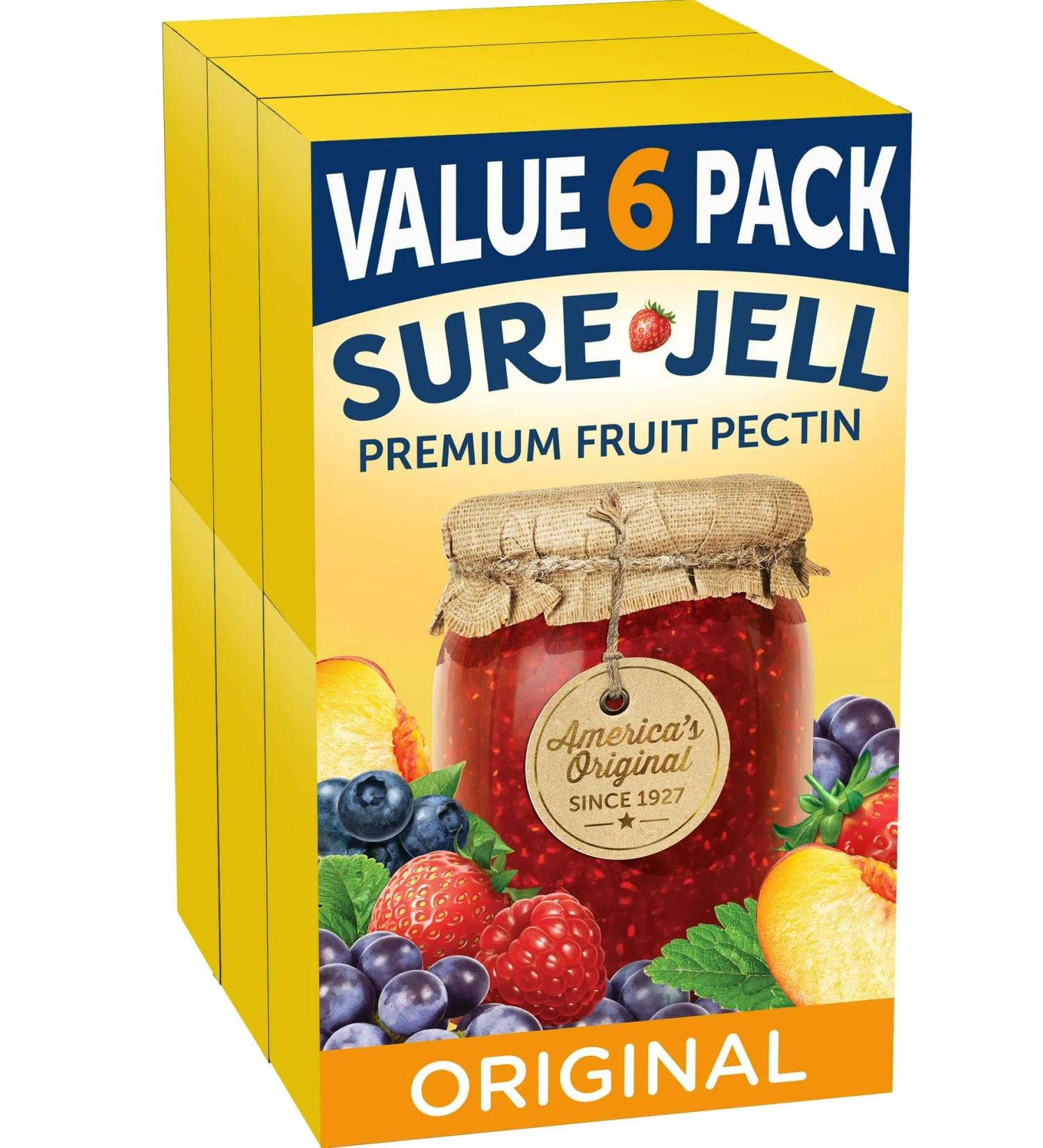 Sure Jell Premium Fruit Pectin for Homemade Jams and Jellies 100% Natural - Value Pack - SIX 1.75 oz (49g) Boxes - Buy Online on GoSupps.com