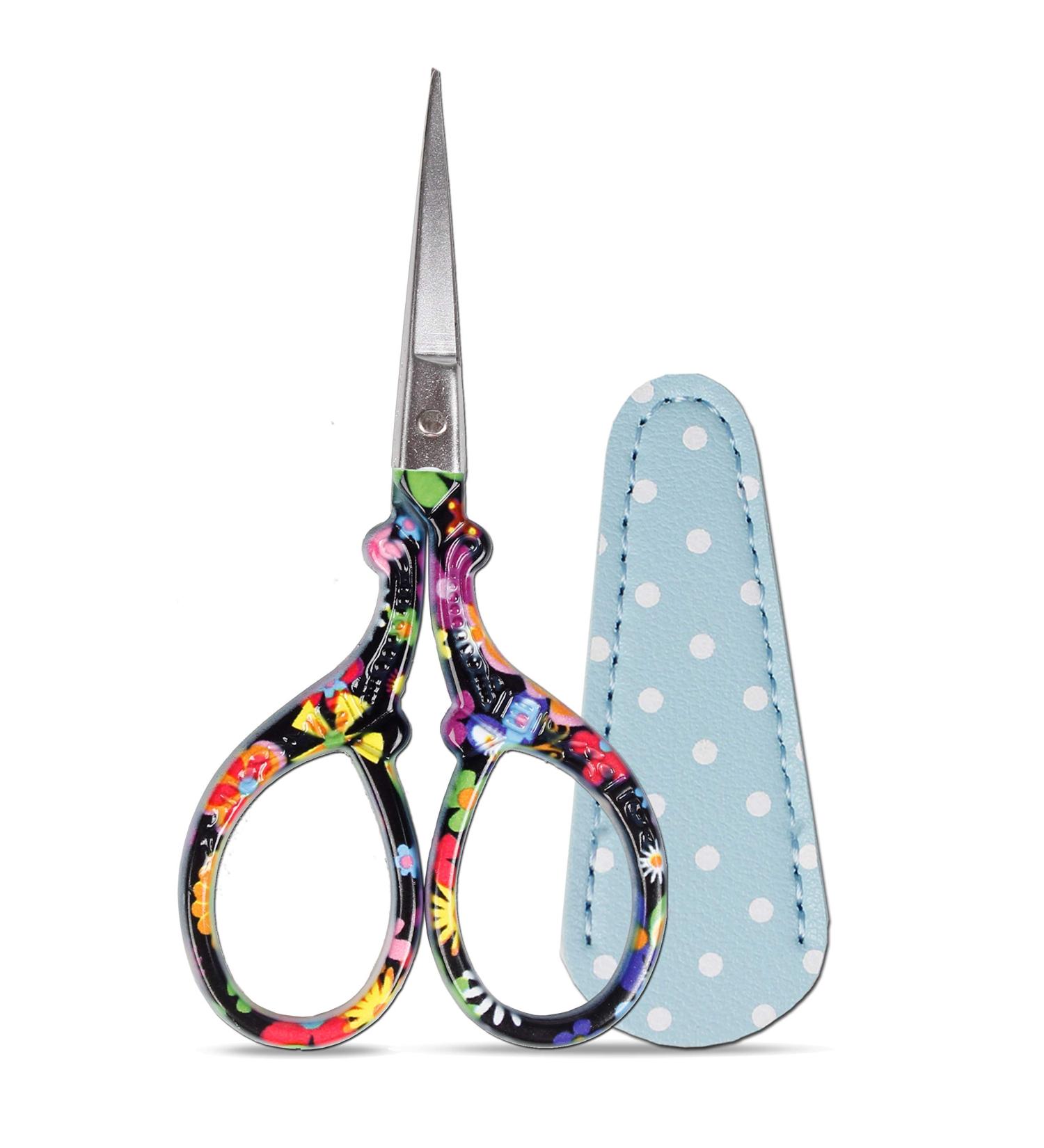 Hisuper Sewing scissors sharp scissors Embroidery Scissors Crafting Threading Scissors with Leather Scissors Cover for Needlework Craft Art Work Manual Sewing Handicraft DIY Tool 3.6 inch Black Flower - Buy Online on GoSupps.com