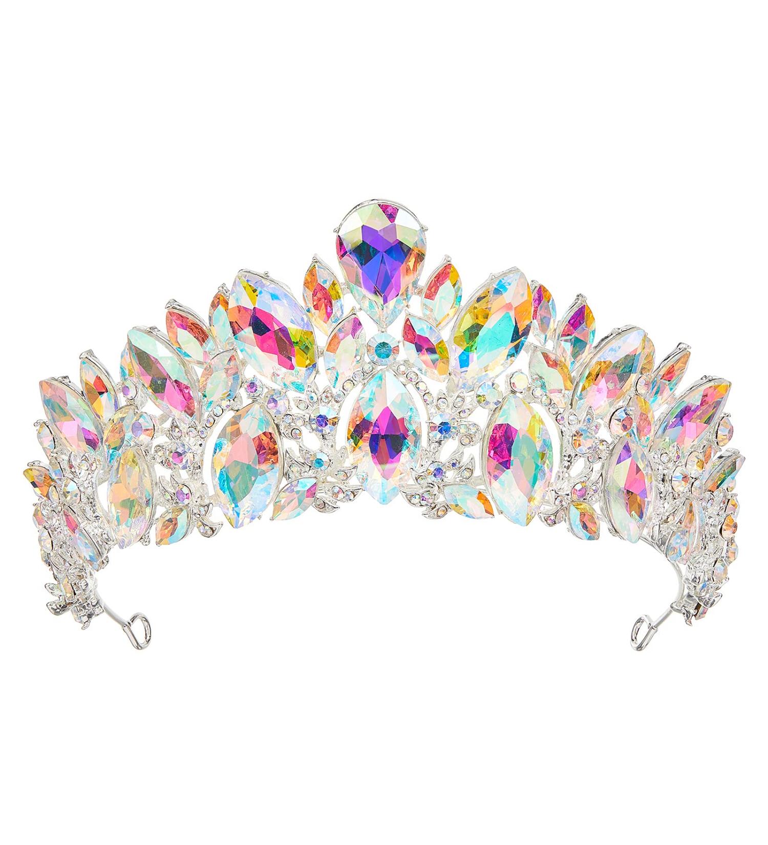 AB Rhinestone Queen Crown Princess Headband by AW BRIDAL Elegant Tiara for Pageants, Proms, Birthdays - Buy Online on GoSupps.com