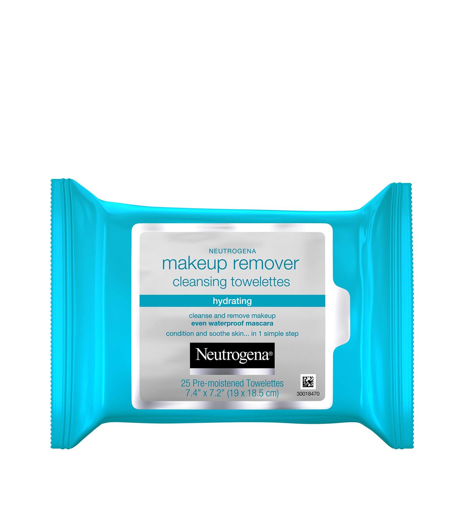 Neutrogena Hydrating Makeup Remover Wipes - 25ct Pack | Alcohol-Free Facial Cleansing Towelettes for Conditioning Skin, Removing Makeup & Waterproof Mascara - Buy Online on GoSupps.com
