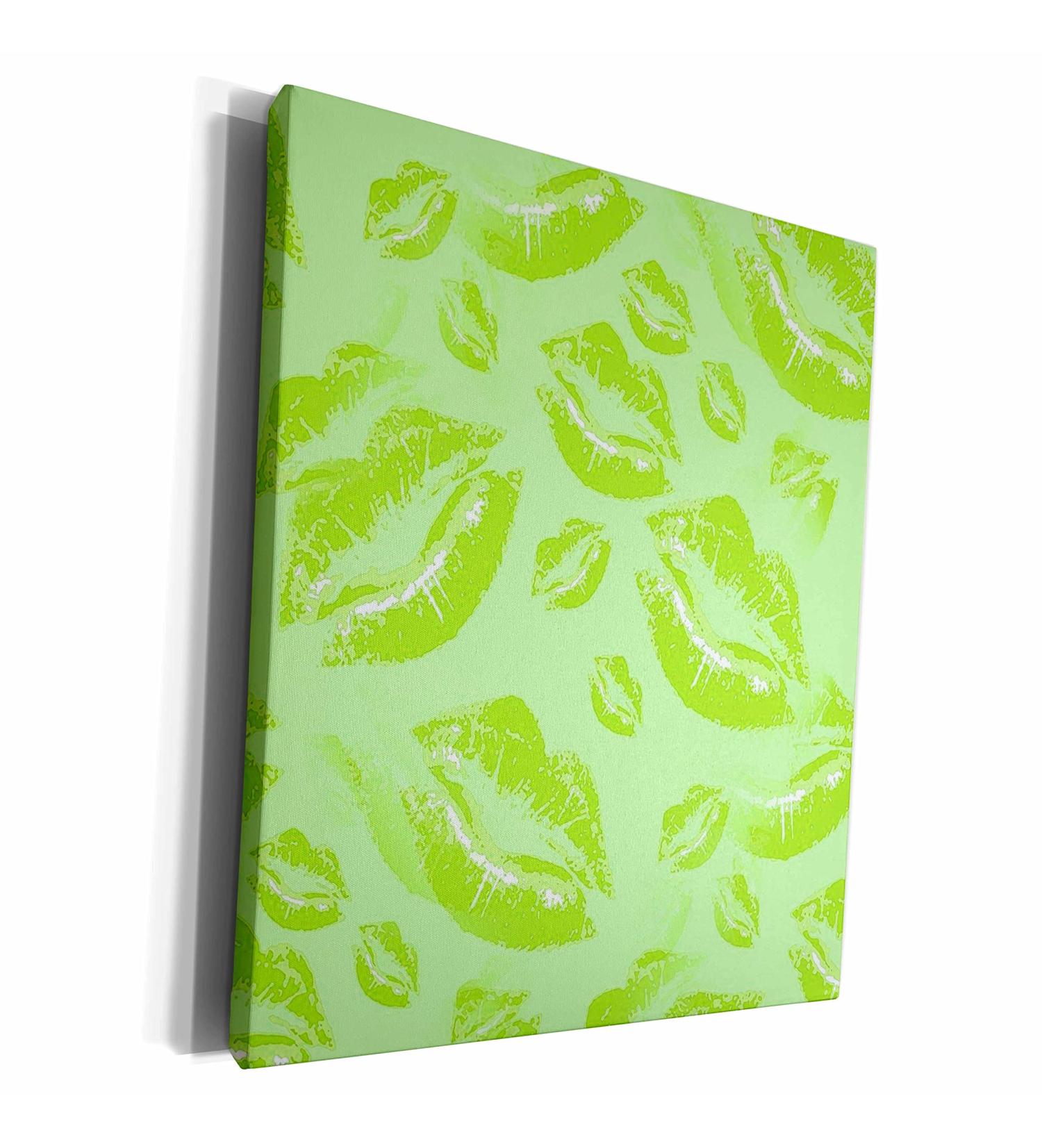 3dRose Museum Grade Canvas Wrap - Lipstick Kisses Artwork | Lip Smacking Lime Pattern - Perfect for Home Decor - Buy Online on GoSupps.com