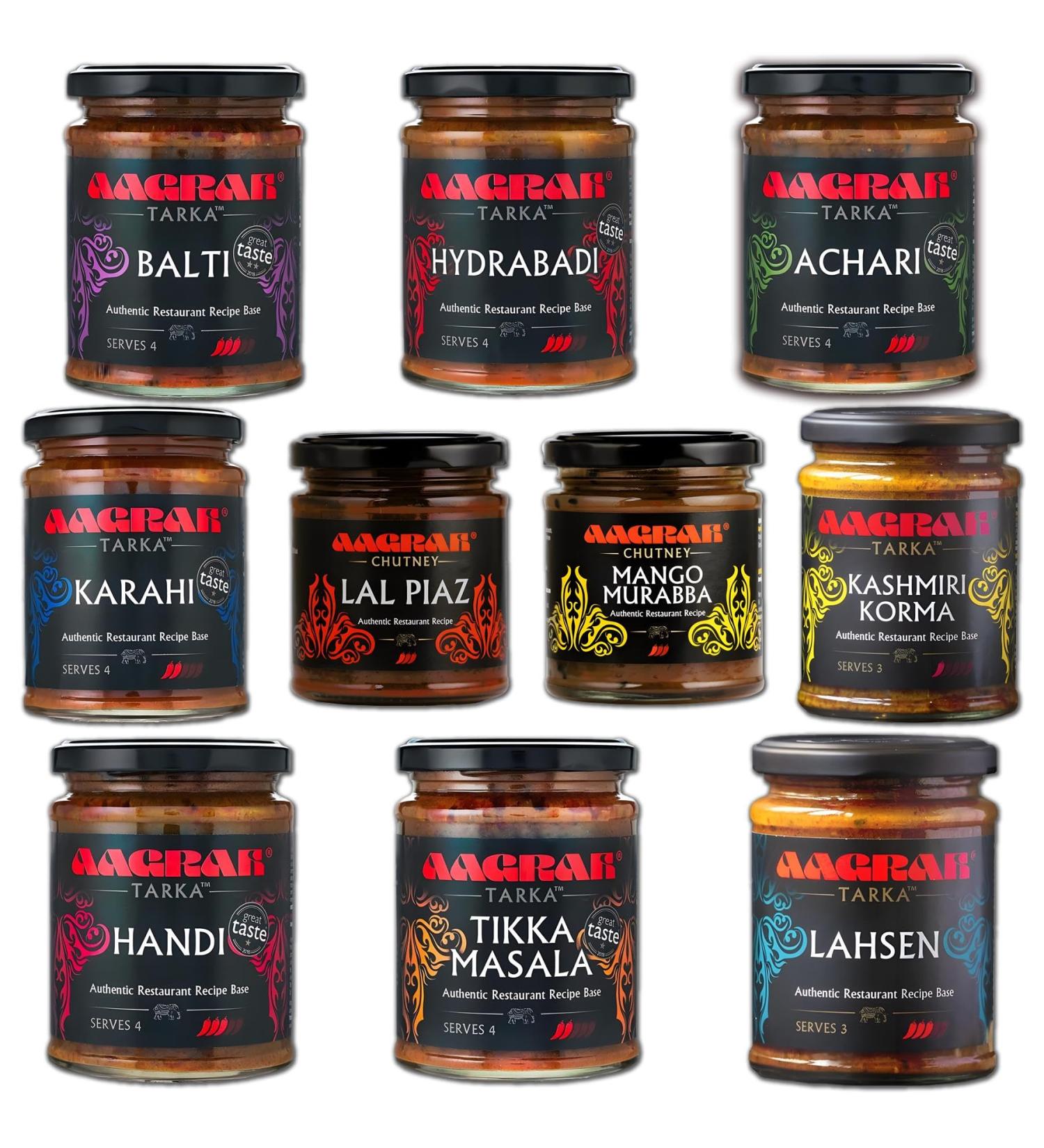 Aagrah Sauce 270g Pick N Mix - Create Custom Sauce Combo with 9+ Flavours | Handi Hydrabadi Lal Achari | Sauce Gift Set for Sauce Lovers - Pack of 5 - Buy Online on GoSupps.com