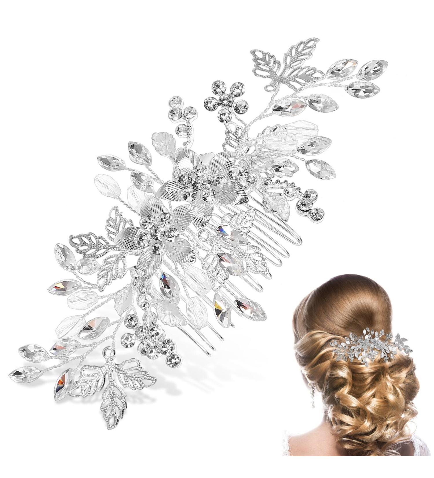 Healvian Rhinestone Tuck Comb Rhinestone Hair Side Combs Wedding Hair Comb Hair Accessories for Women Wedding Pearl Bridal Hair Accessories Wedding Accessories for Brides Rhinestones - Buy Online on GoSupps.com
