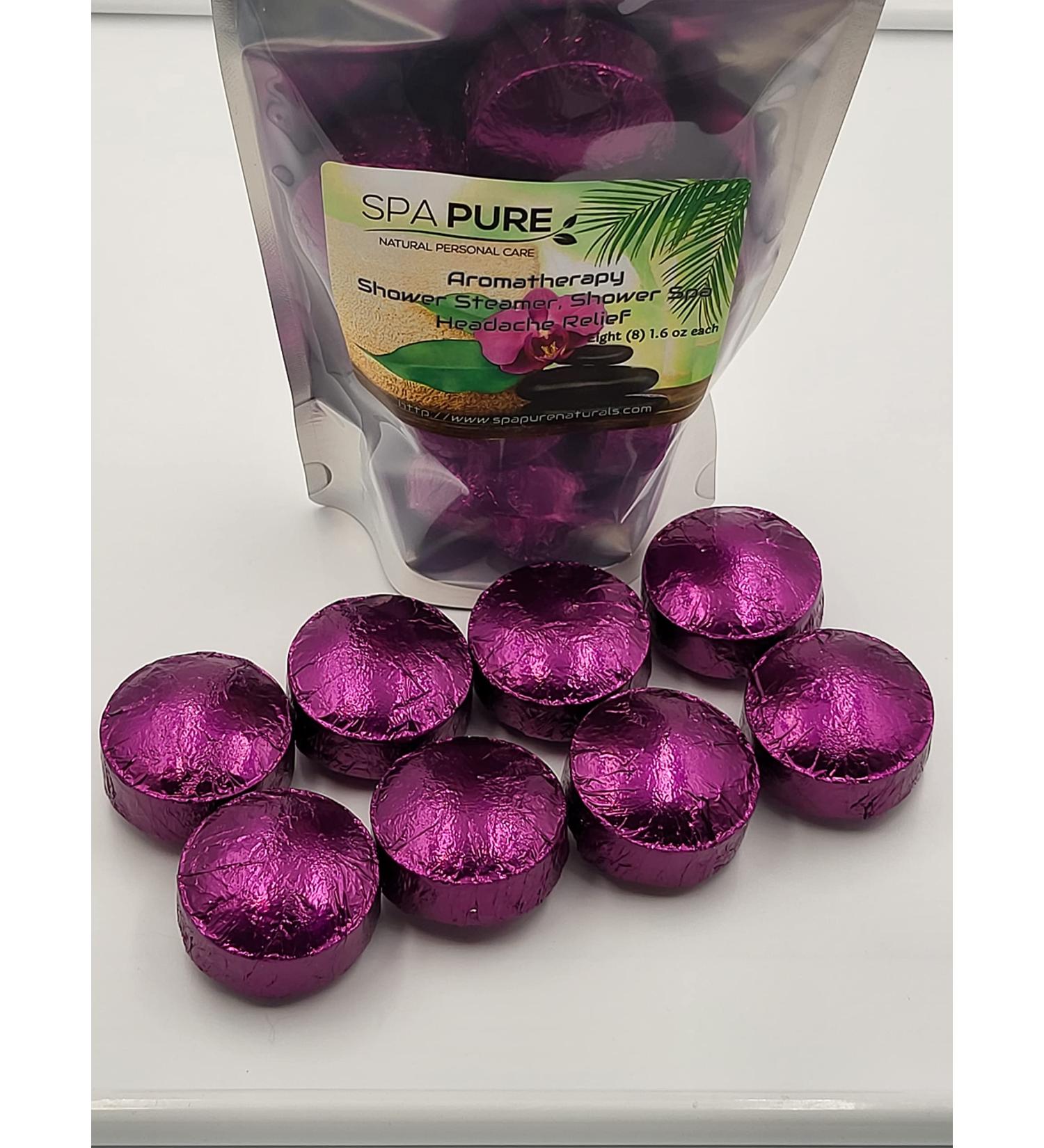 Spa Pure Headache Relief Aromatherapy Shower Bombs - Lavender Eucalyptus - 100% Natural Essential Oils - USA Made (8 Count) - Buy Online on GoSupps.com