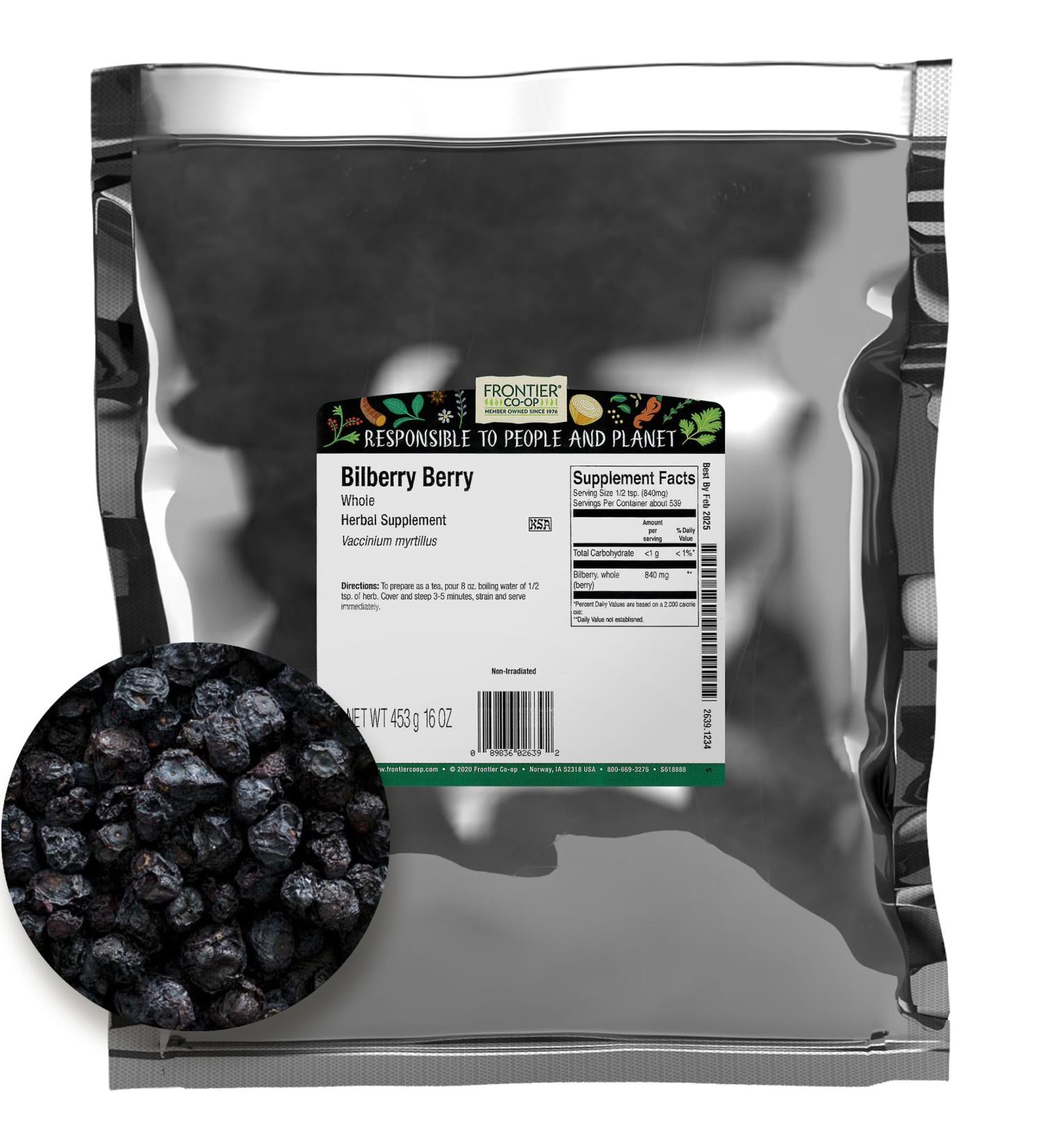 Frontier Bulk Bilberry Berry Whole, 16 Ounce - Buy Online on GoSupps.com