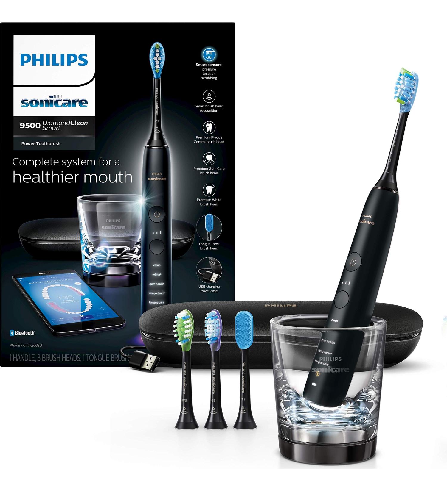 Philips Sonicare DiamondClean Smart 9500 Electric Toothbrush - Black (HX9924/11) - Buy Online on GoSupps.com
