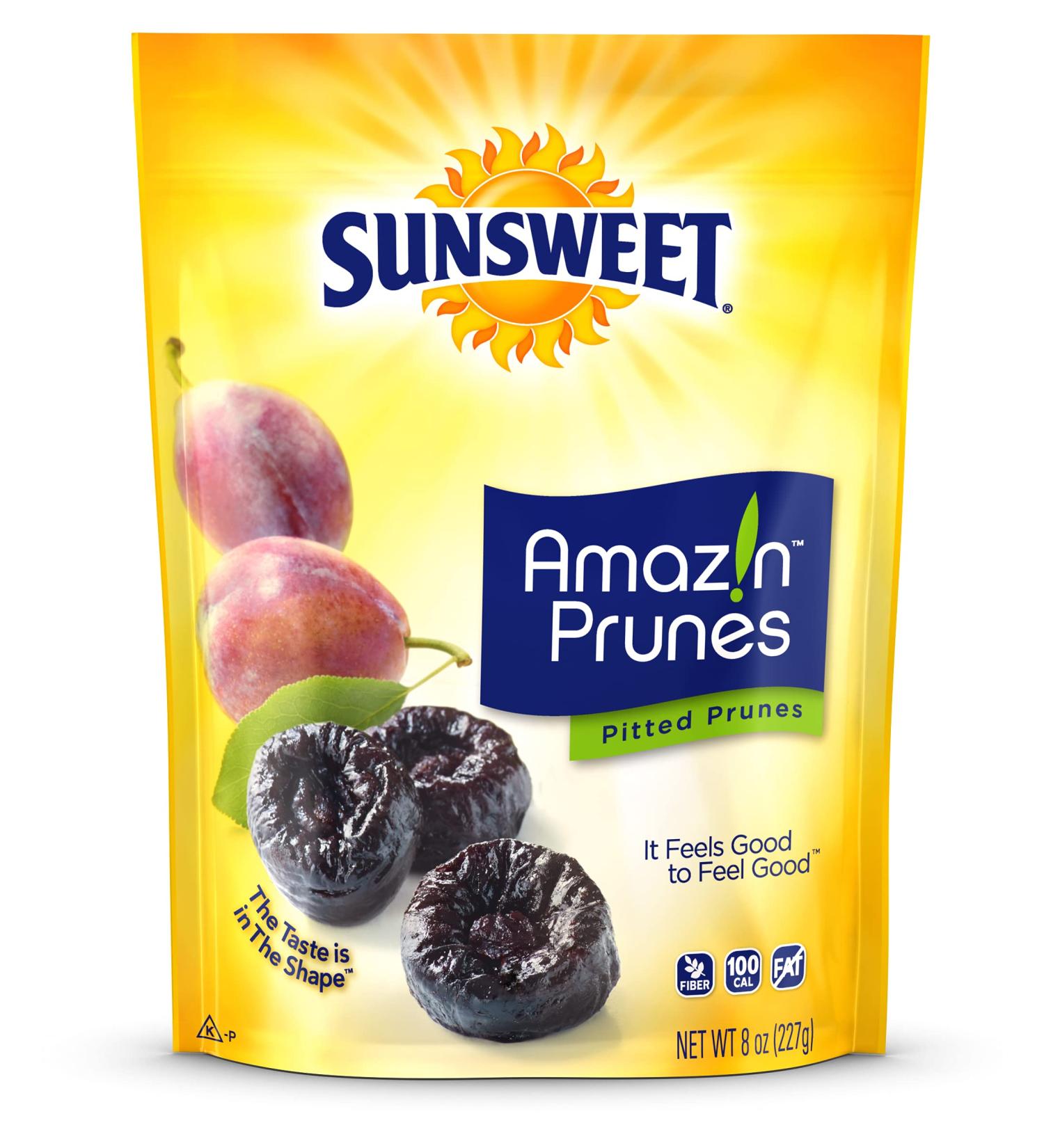 Sunsweet Amazin Prunes 8 Oz Pouches - 3 Pack | Gluten Free, Vegan, Low Fat, Unsweetened, Unsulfured, No Added Sugar | Whole Food Snacks with Dietary Fiber and Natural Minerals - Buy Online on GoSupps.com