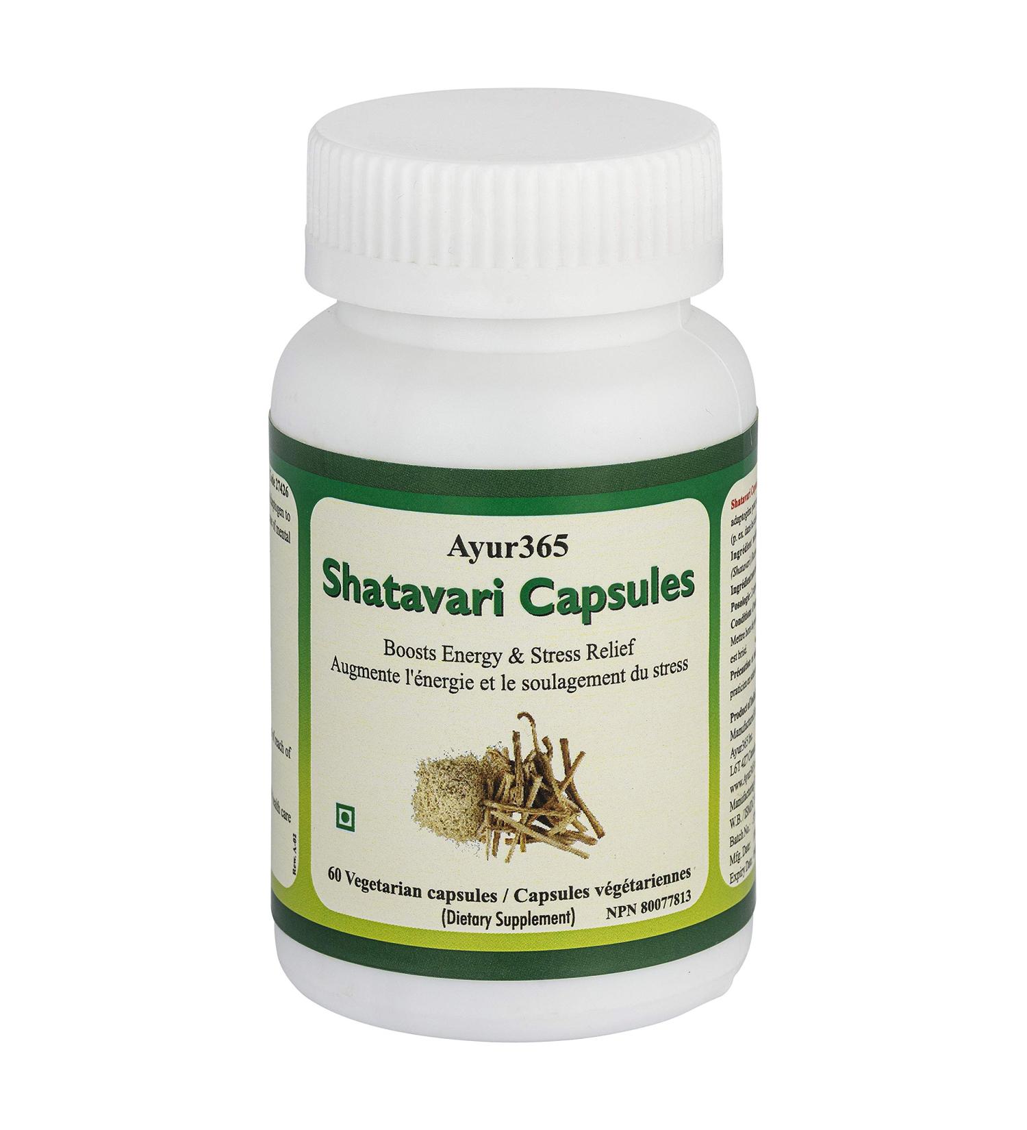 Ayur365 Shatavari Veg Capsules - Boosts Energy and for Stress Relief 60 ct. - Buy Online on GoSupps.com