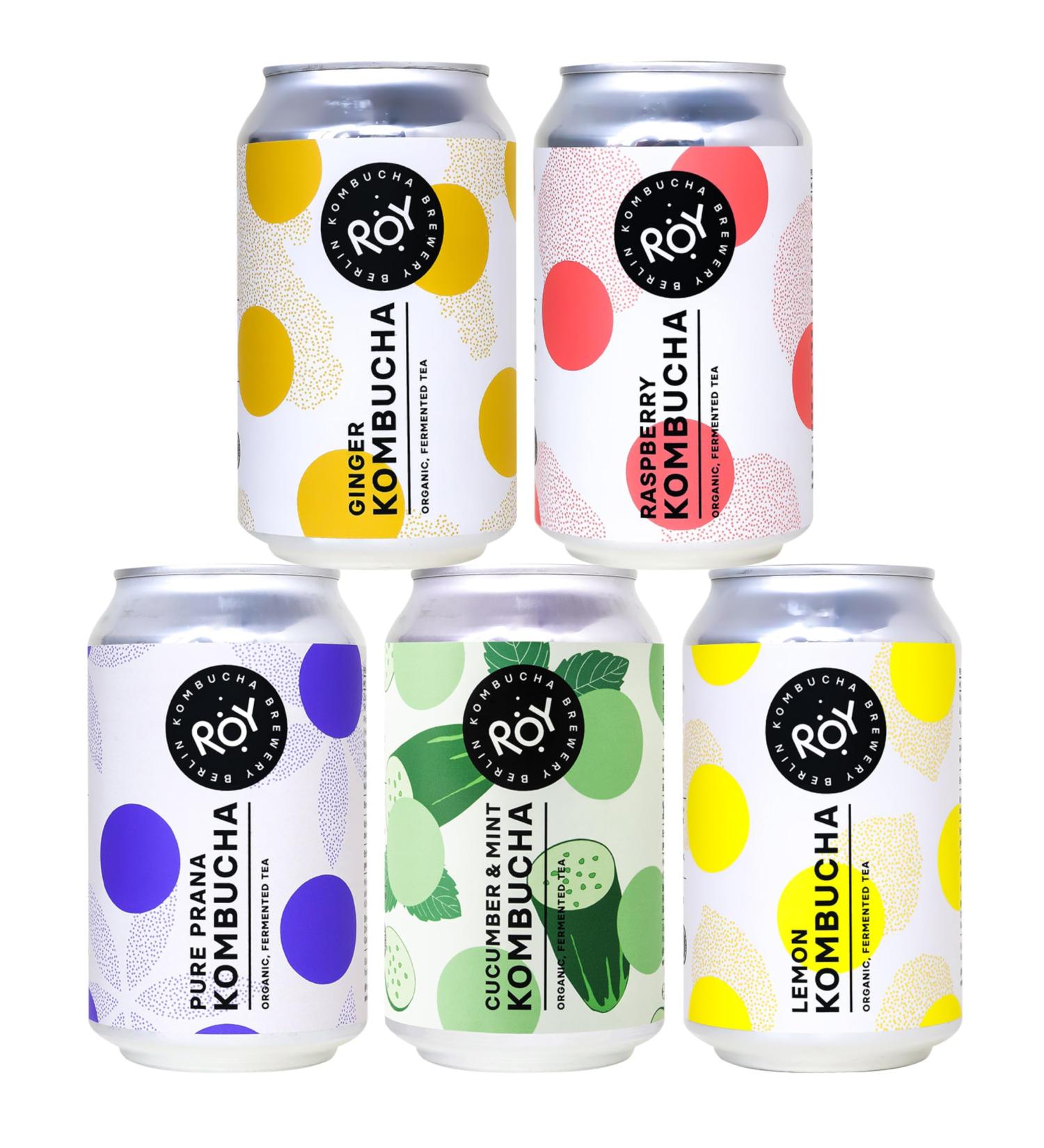 Roy Kombucha Tasting Package - 5 Varieties 24 x 330ml Bio Gluten-Free Vegan Handmade in Berlin 6 Pfand Included - Buy Online on GoSupps.com