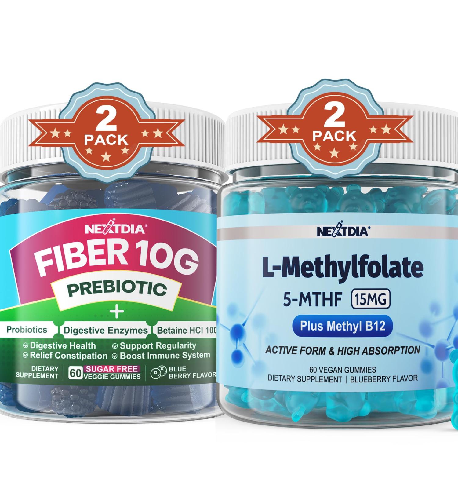 Nextdia Fiber + L-MethylFolate 15mg Gummies 4 Pack - Buy Online on GoSupps.com