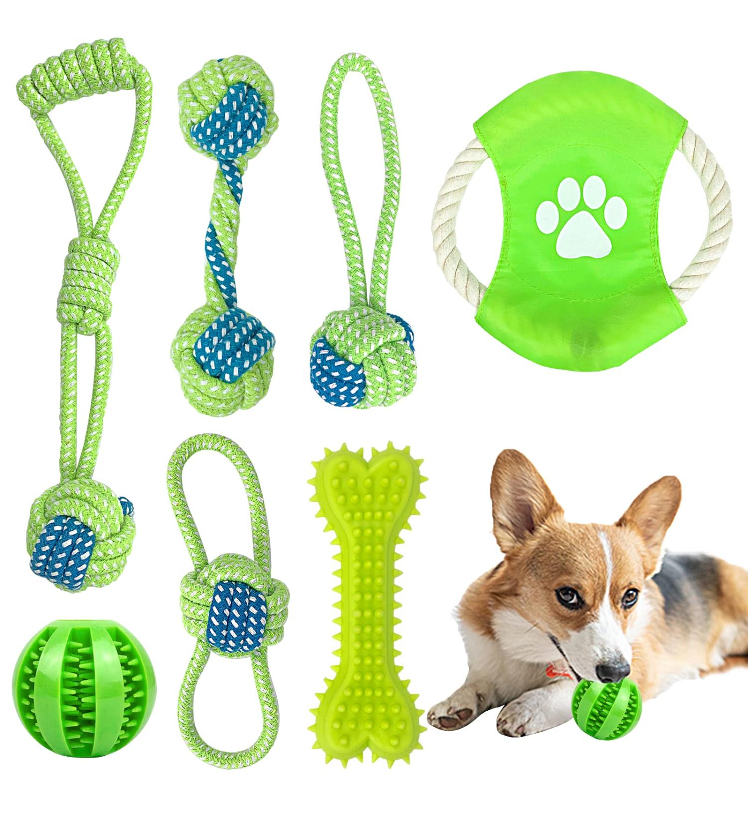 BOMPOW Puppy Teething Toys from 8 Weeks Interactive Dog Rope Toy Natural Cotton Dog Chew Toy 7 Packs  - Buy Online on GoSupps.com