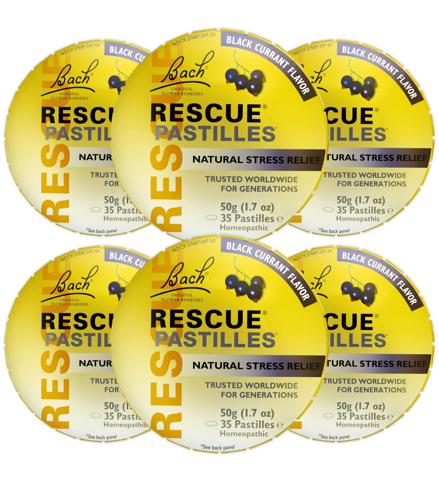 RESCUE Bach PASTILLES Black Currant Flavor Natural Stress Relief Lozenges Homeopathic Flower Essence Vegetarian Gluten and Sugar-Free 6-Pack Black Currant - 6 Count - Buy Online on GoSupps.com