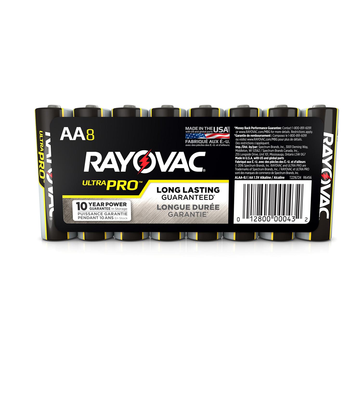 Rayovac Batteries ALAA8PK Alkaline Batteries Size AA (Pack of 8)