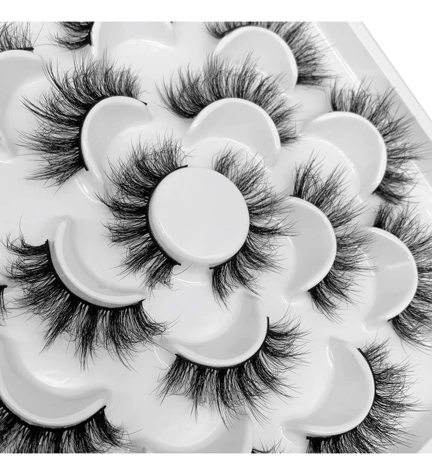 Arekey False Eyelashes 10 Pairs 5D Effect Faux Mink Lashes Luxury Strip Fake Eyelashes D07 - Buy Online on GoSupps.com