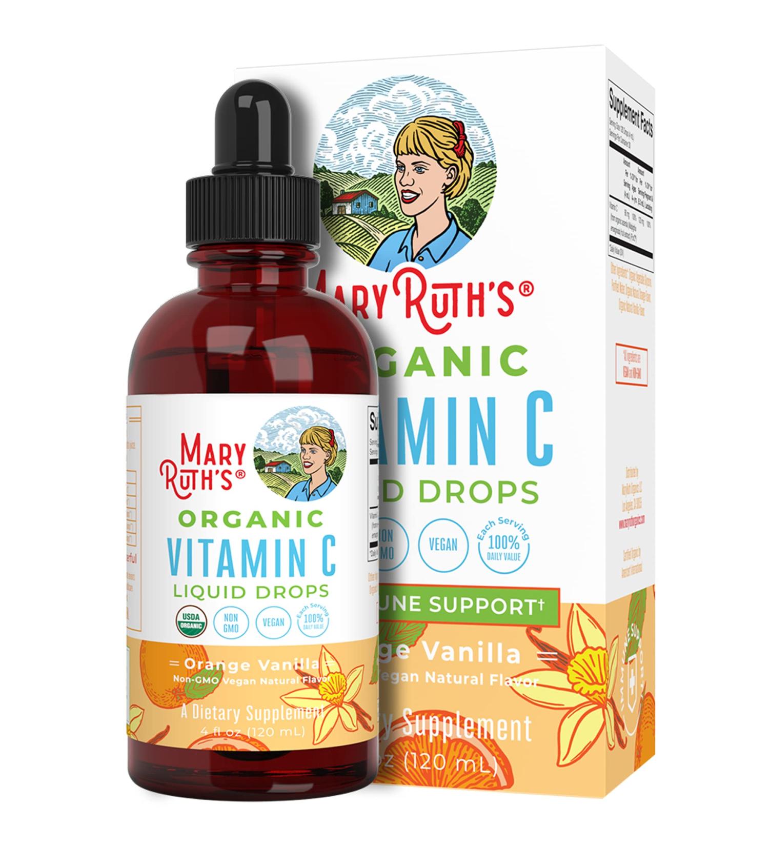Organic Vitamin C Liquid Drops for Immune Support | Vegan & Non-GMO | 4 Fl Oz - Buy Online on GoSupps.com
