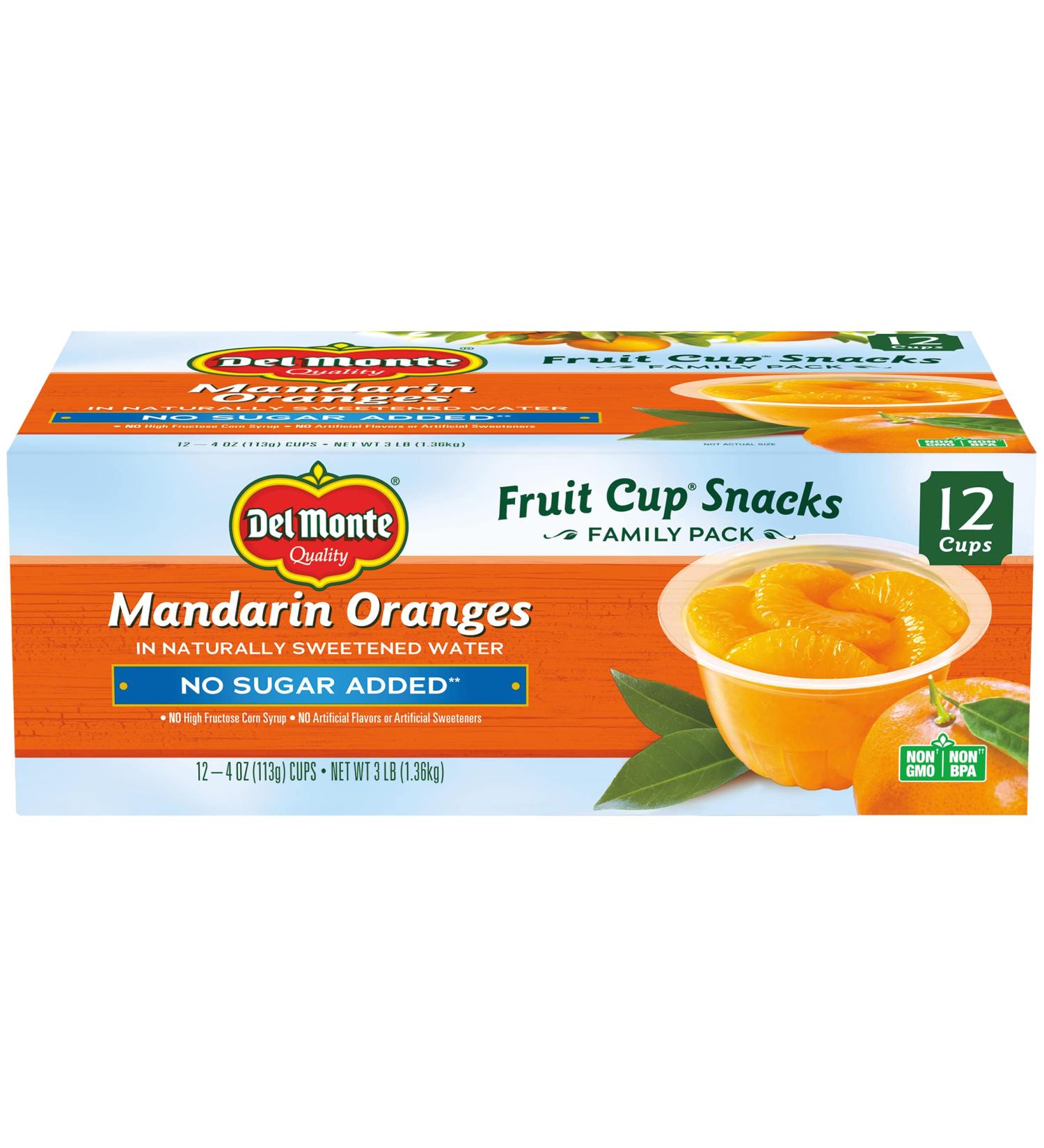 Del Monte Mandarin Oranges No Sugar Added 4oz (12 Pack) - Premium Quality, Healthy Snack Option - Buy Online on GoSupps.com
