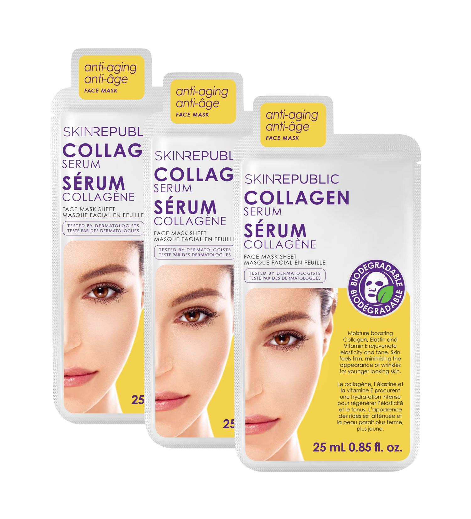 Shop Skin Republic Face Mask Sheets 3 Pack - Korean Skincare for All Skin Types | Collagen Infusion - Buy Online on GoSupps.com