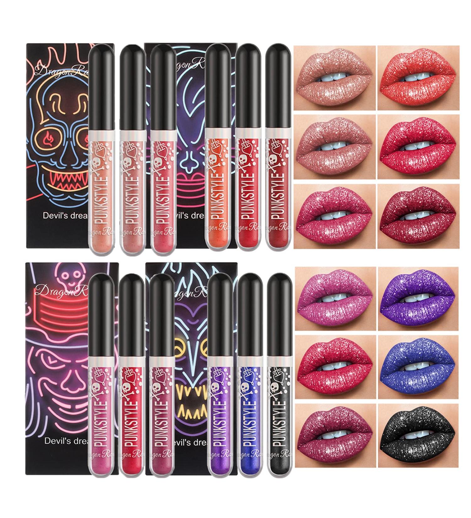 12-Piece Matte Liquid Lipstick Set | Glitter Diamond Shining | Long-Lasting & Waterproof Formula | Halloween Makeup Gift Set for Women - Buy Online on GoSupps.com