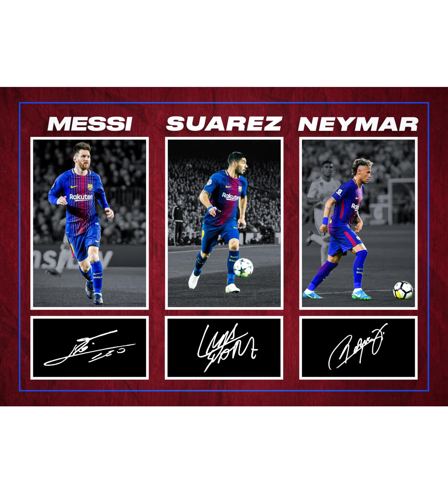 Barcelona Legends Signed A4 Photo Print - Messi Suarez & Neymar - Perfect Football Gift - Buy Online on GoSupps.com