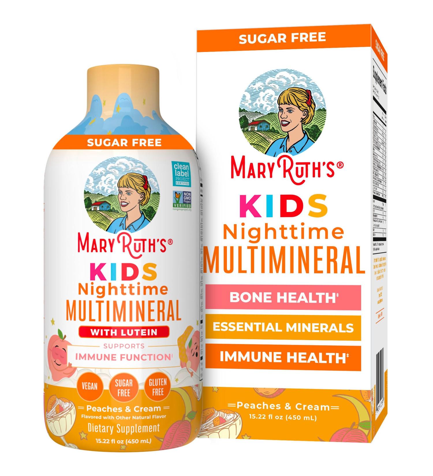 Kids Liquid Nighttime Multimineral by MaryRuth's | Bone Health | Immune Function | Bedtime Supplement | Kids Vitamins | Magnesium | Vegan | Sugar Free | 30-180 Servings | 15.22 fl oz - Buy Online on GoSupps.com