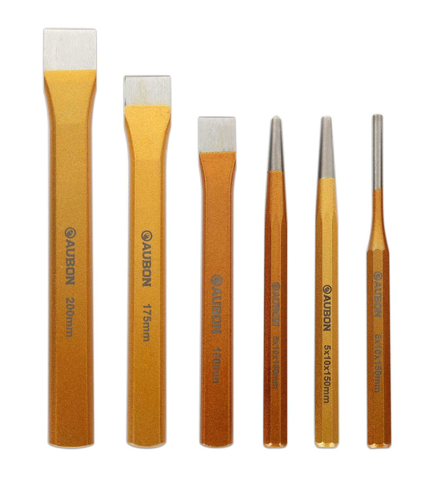 LIVTE 6Pcs Cold Chisel Set  Durable Steel Flat Chisel-Flat Chisel  Cone Chisel  Center Chisel  Cylindrical Chisel with Canvas Bag  Heavy Duty Chisels Set for Brickwork  Concrete  Metal  Stone etc - Buy Online on GoSupps.com
