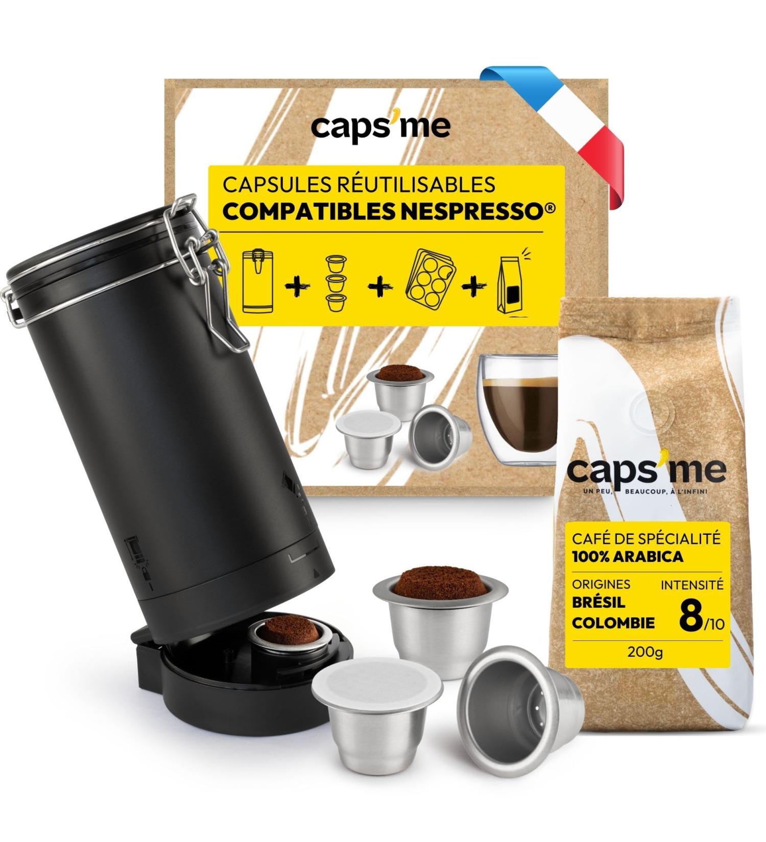 CAPS ME - French Brand - Complete Refillable Capsule Kit for Nespresso - With 1 Shaker 3 Reusable Pods In - Buy Online on GoSupps.com