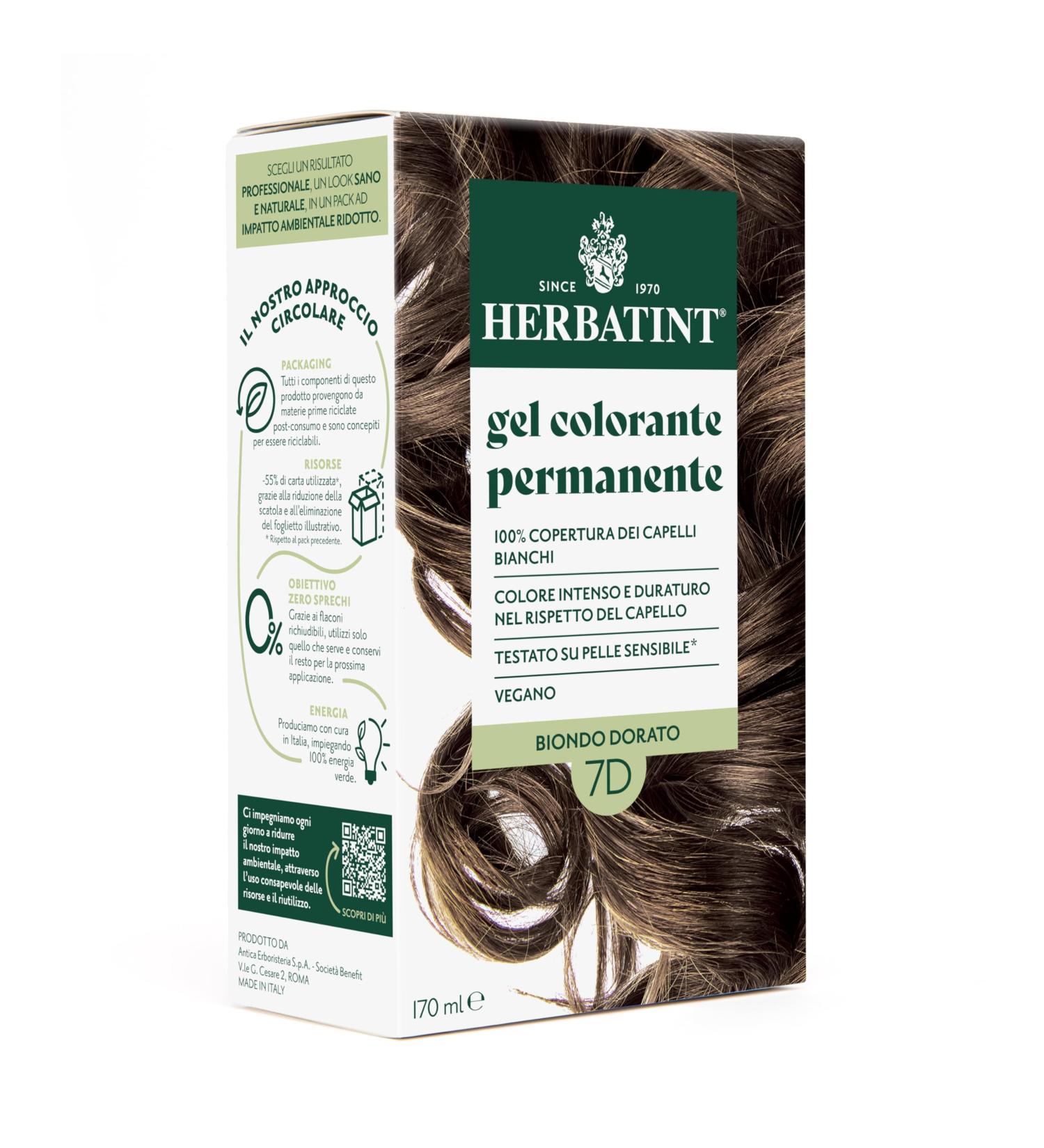  Herbatint Herbatint Permanent Hair Color Gel 7D Golden Blonde - 170 ml | Ammonia-Free 100% Gray Coverage | For Sensitive Skin with 8 Natural Organic Extracts - Buy Online on GoSupps.com