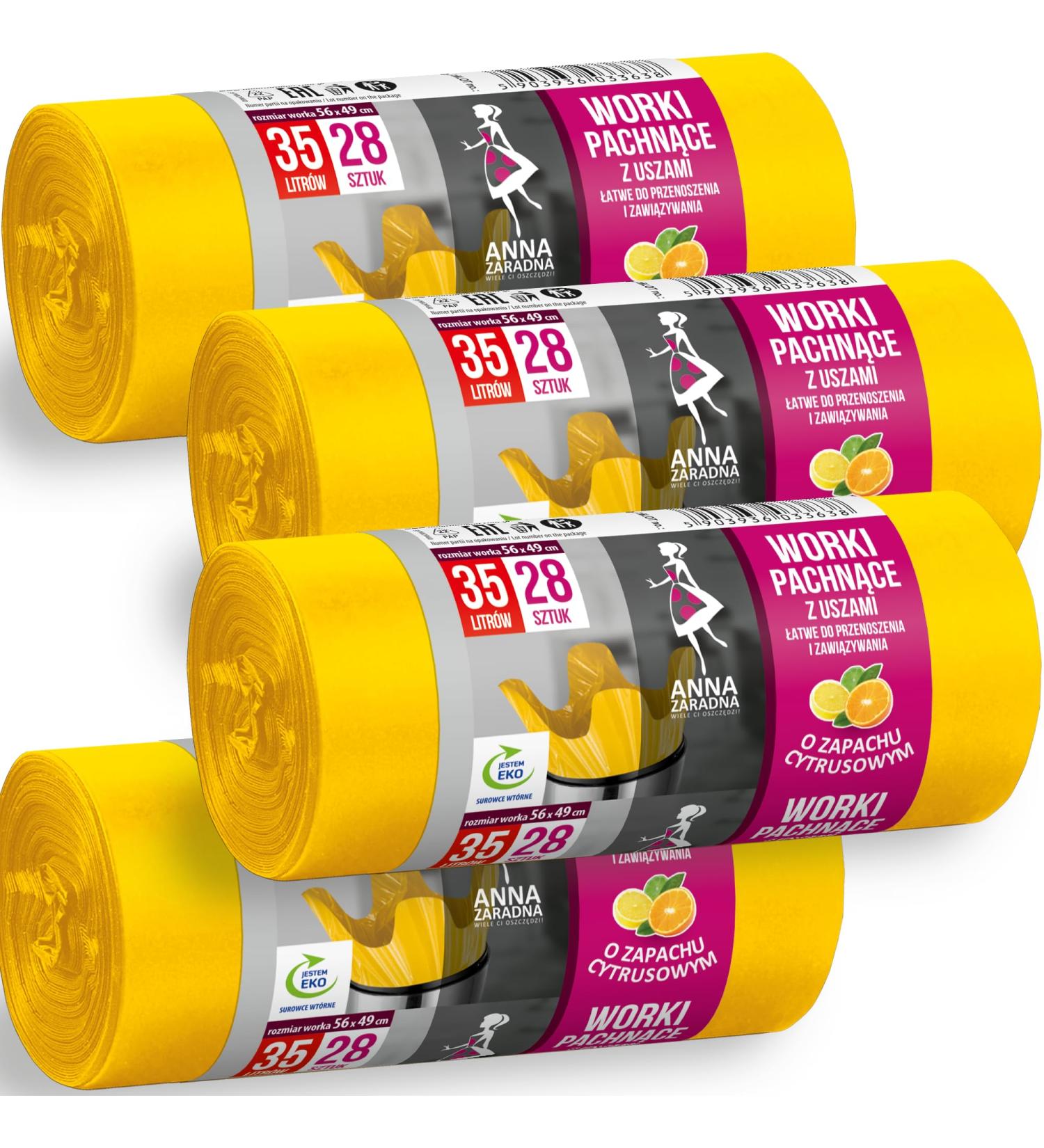 Eco-Friendly Fragrant Garbage Bags with Handle 35L - Citrus Scent 112pcs 100% Recycled Durable & Perfect for Office & Daily Use - Buy Online on GoSupps.com