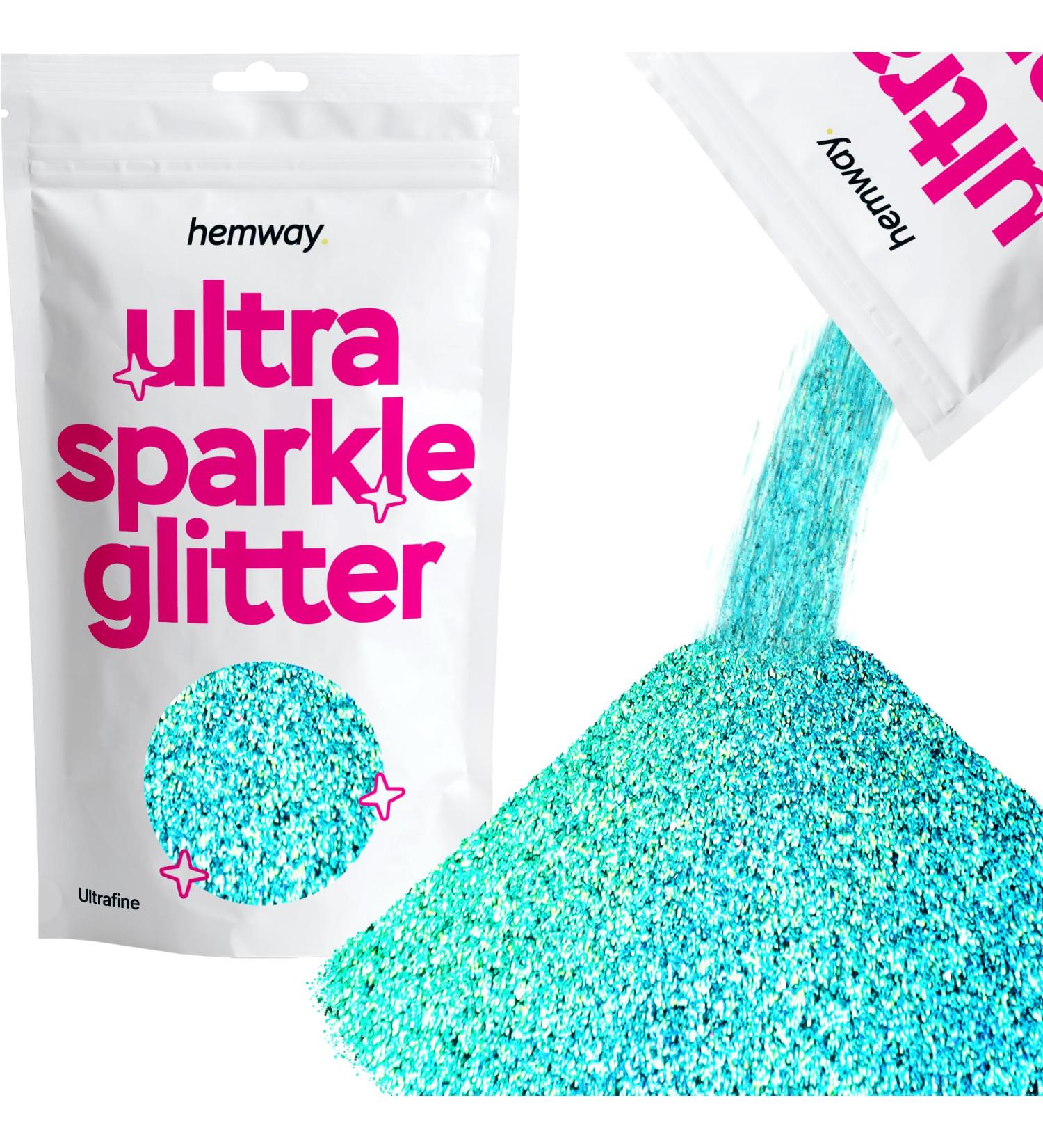Hemway Turquoise Holographic Ultra Fine Glitter 100g | Cosmetic Safe 1/128 | Turquoise Blue Ultrafine Glitter for Crafts & Beauty - Buy Online on GoSupps.com