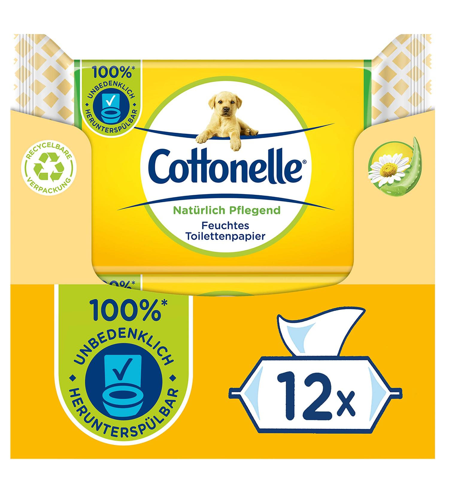 Cottonelle Moist Toilet Paper - Nourishing Chamomile & Aloe Vera Biodegradable Plastic-Free Advantage Pack 12x42 Wet Wipes for Eco-Friendly Care - Buy Online on GoSupps.com