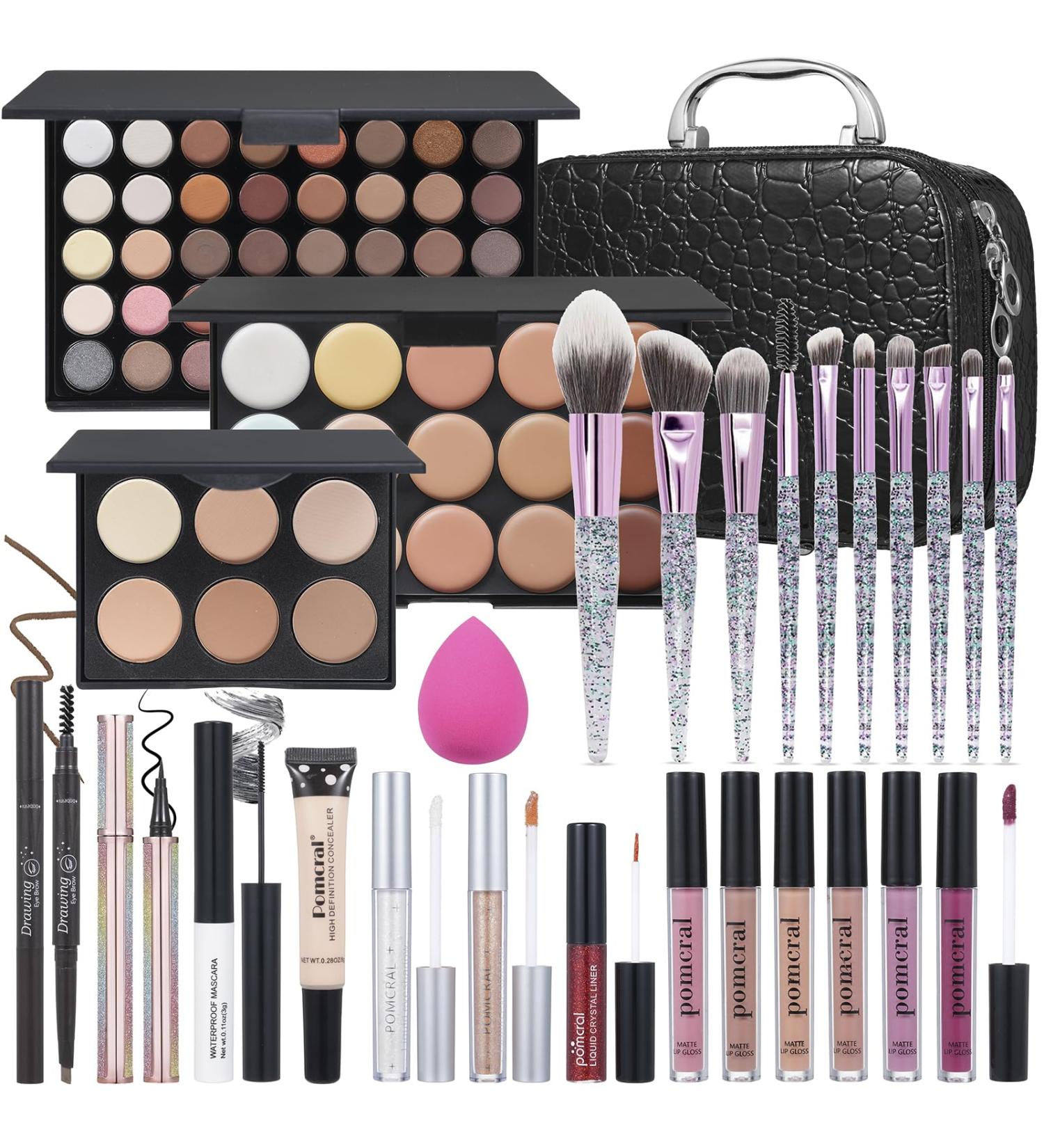All-In-One Makeup Kit for Women | 40 Colors Eyeshadow Lip Gloss Brushes & More | Complete Makeup Set with Bag - Buy Online on GoSupps.com