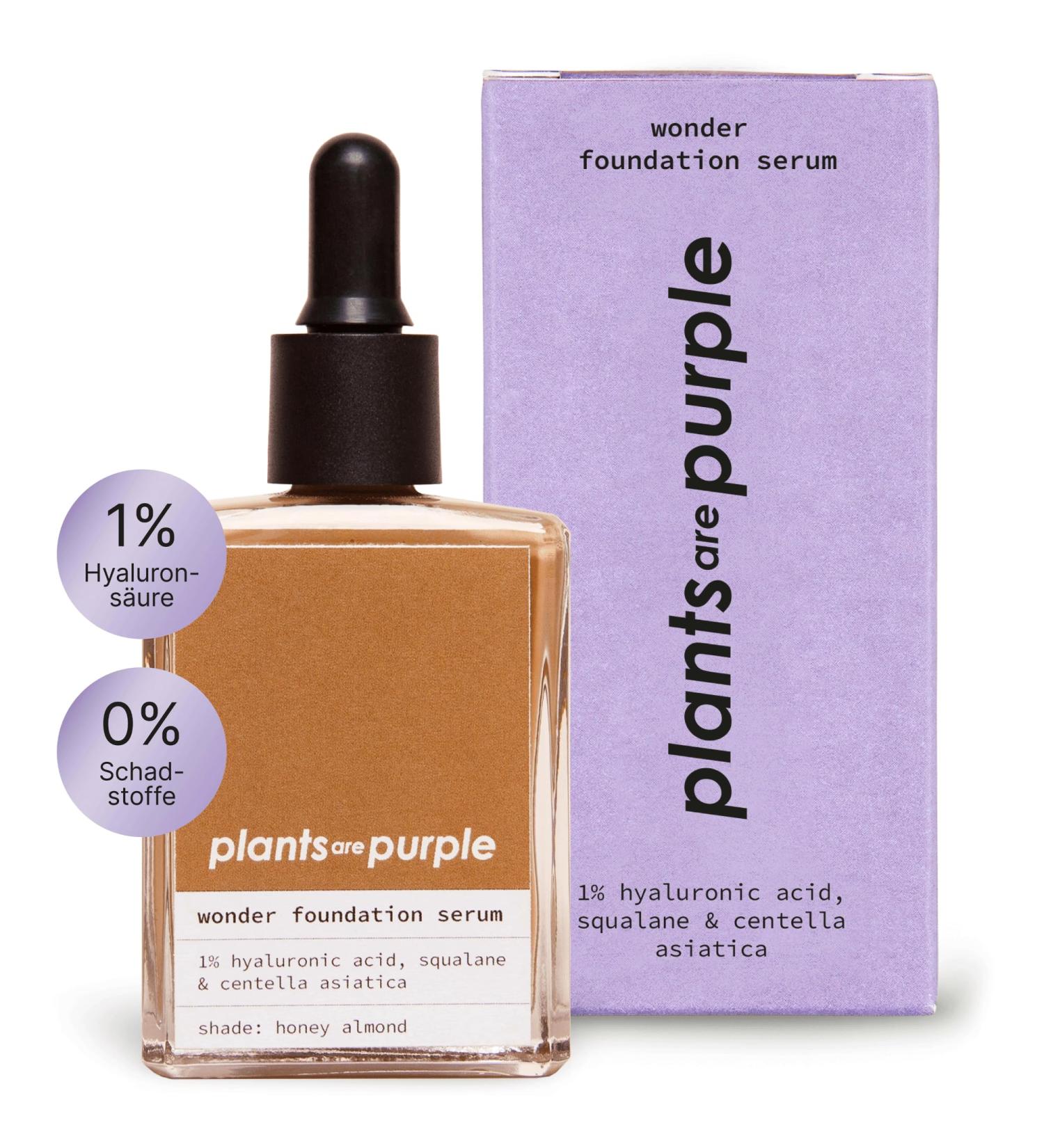 Wonder Foundation Serum - Tinted Face Serum for All Skin Types with Hyaluronic Acid & Squalane | Long-Lasting Glow | Plants Are Purple - 30ml Honey Almond - Buy Online on GoSupps.com