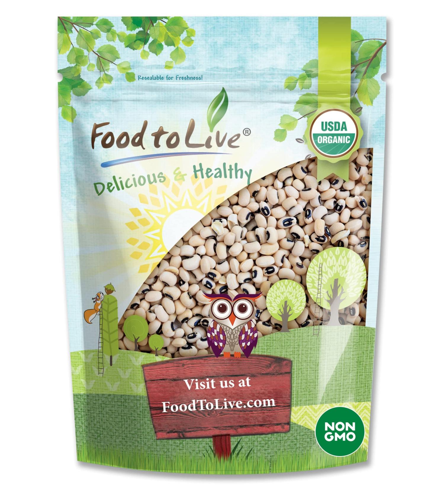 Organic Black-Eyed Peas 5 Pounds - Raw Dried Cow Peas Non-GMO Kosher Bulk Beans | Product of USA - 5lb Pack - Buy Online on GoSupps.com
