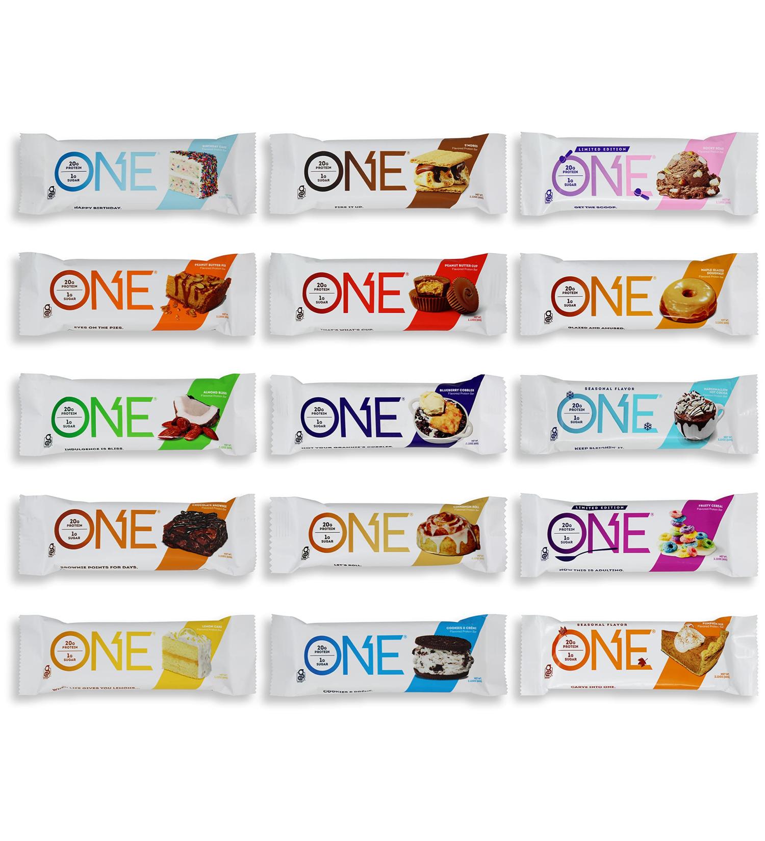 One Bars Protein Variety Sampler | 12 Pack of 15 Flavors High Snack 20g Per Bar And Only 1g Of Sugar Niro Assortment 25.44 Ounce - Buy Online on GoSupps.com