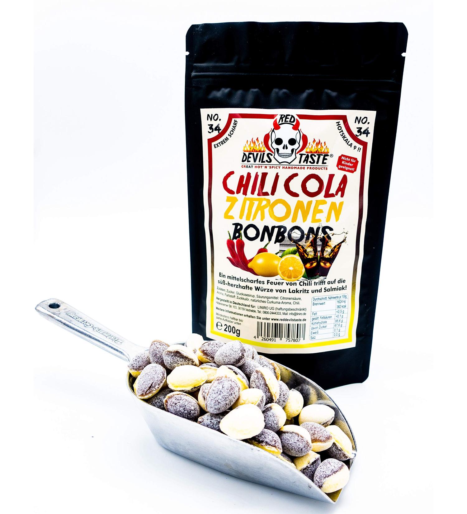 Chili Cola Lemon Bonbons - Cola with lemon & chili - mega hot - 200g - Hot scale: 9 - RED DEVILS TASTE Cola 200 g (1 pack)